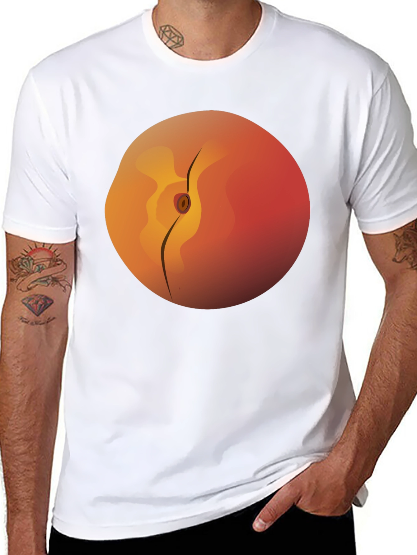 Peach Graphic Tee -  Soft Cotton Black T-Shirt
