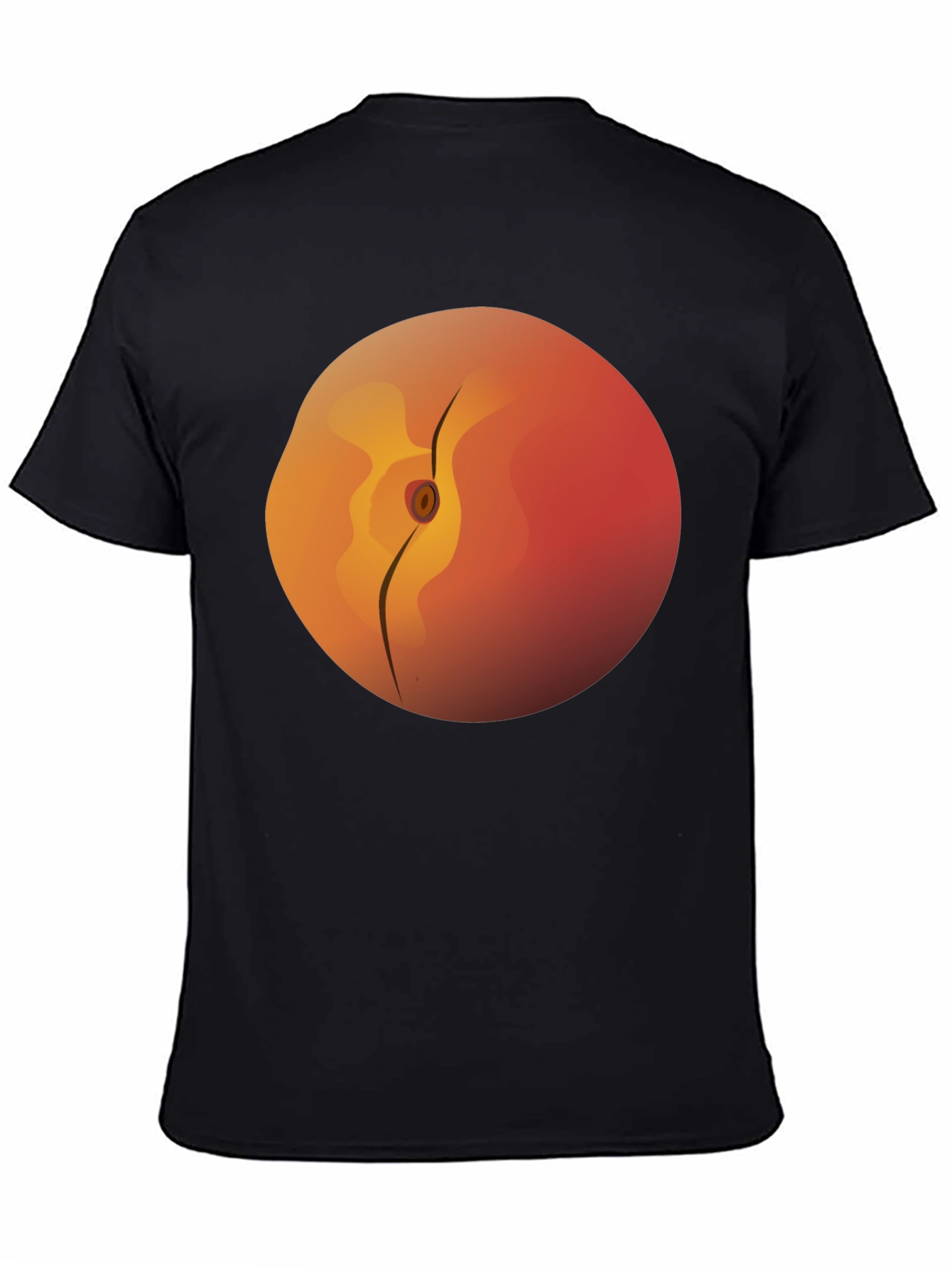 Peach Graphic Tee -  Soft Cotton Black T-Shirt