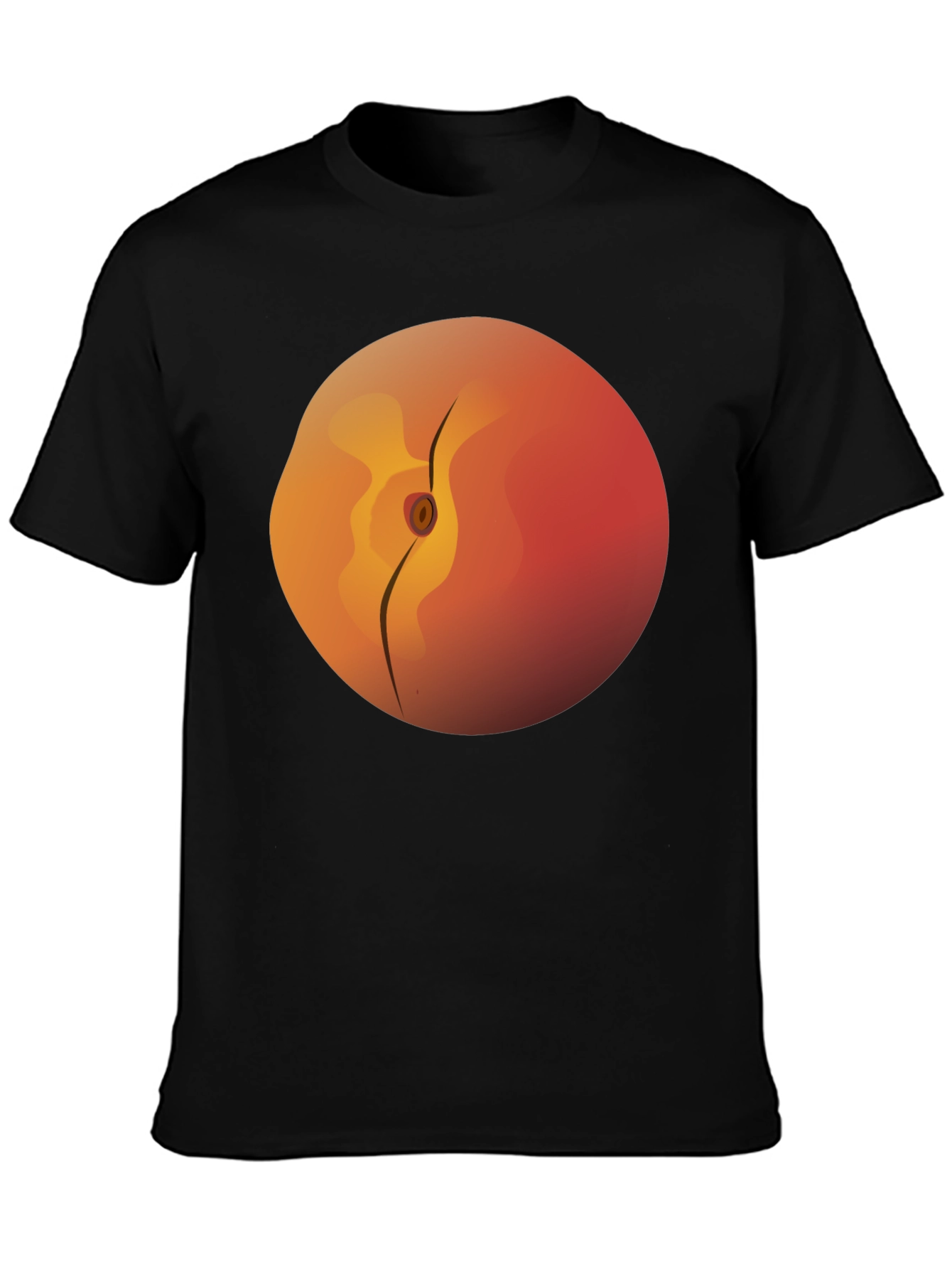 Peach Graphic Tee -  Soft Cotton Black T-Shirt