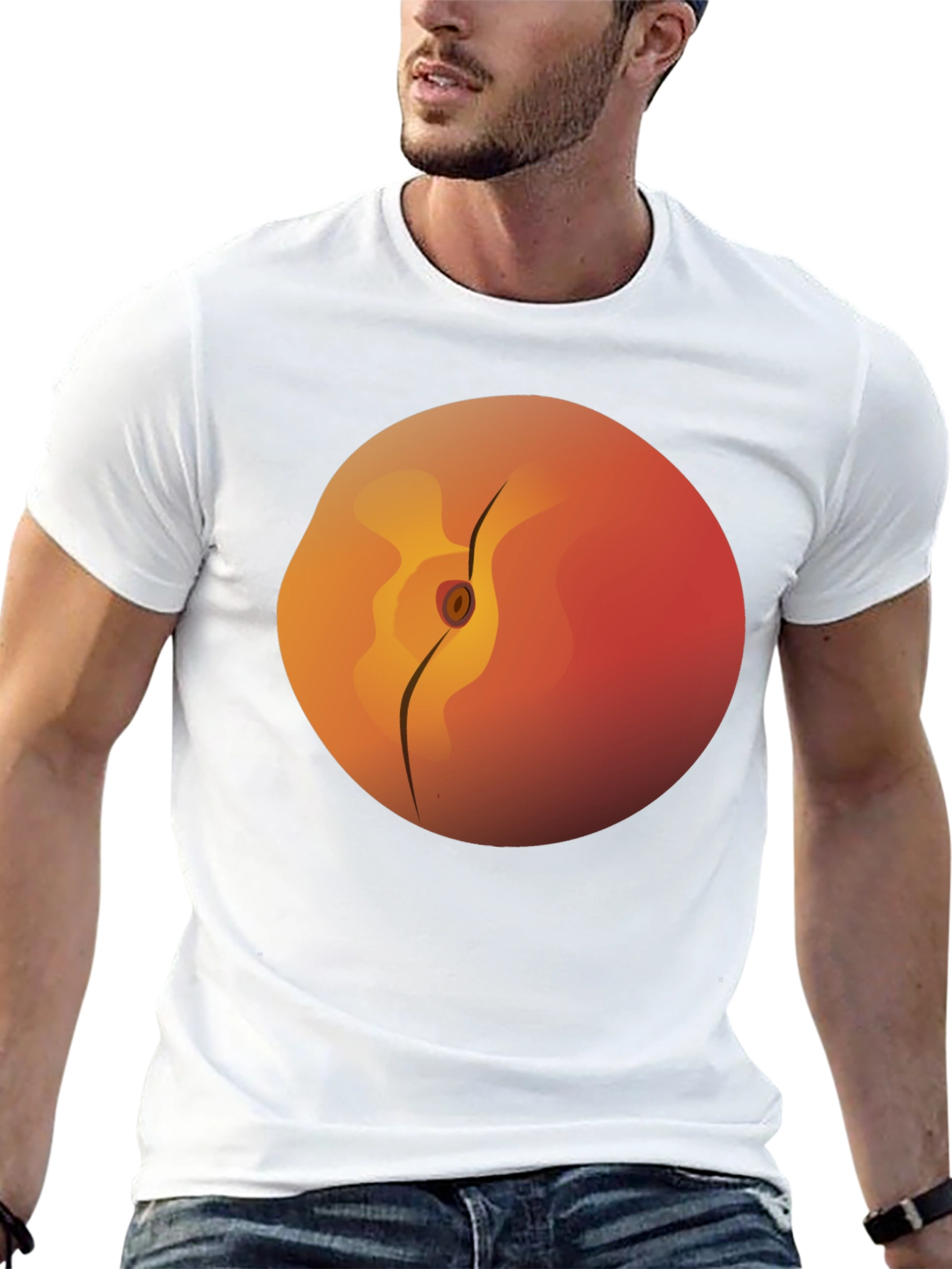 Peach Graphic Tee -  Soft Cotton Black T-Shirt