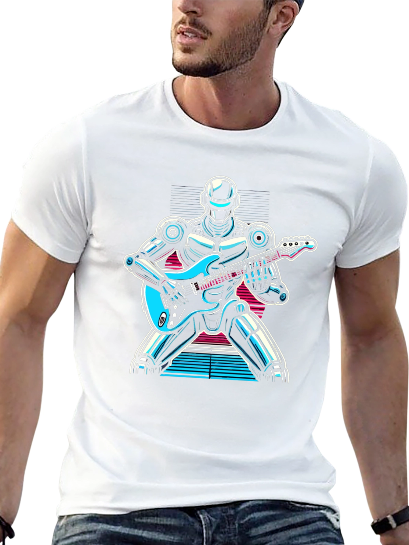 Robot Guitarist Graphic T-Shirt