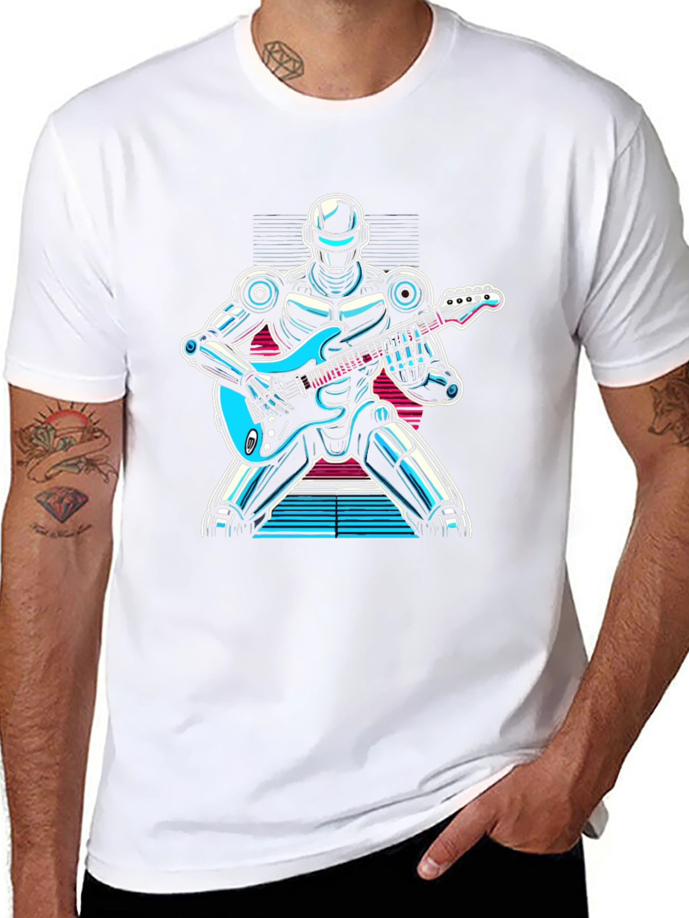 Robot Guitarist Graphic T-Shirt