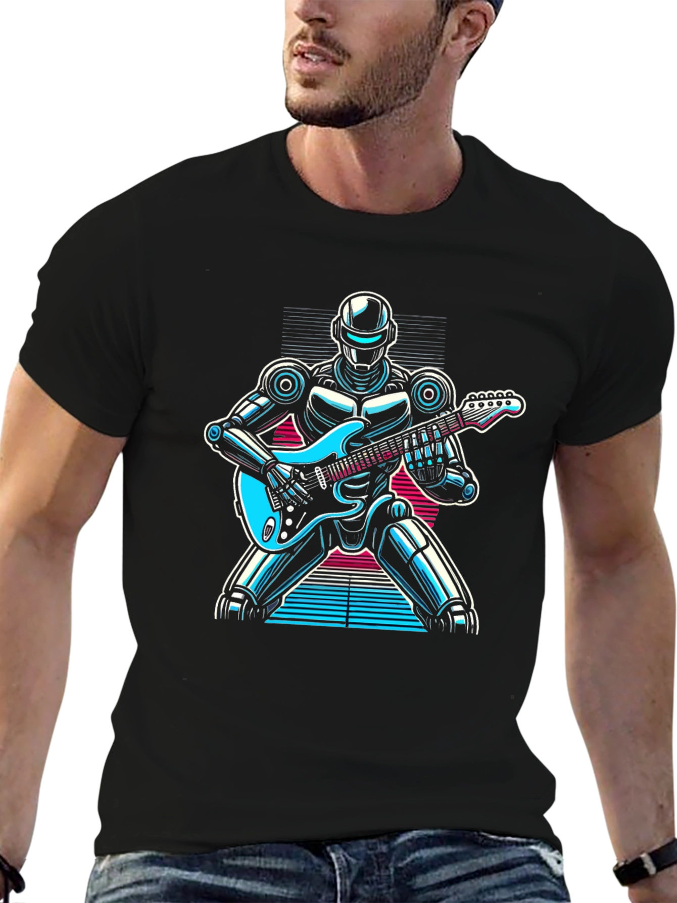 Robot Guitarist Graphic T-Shirt