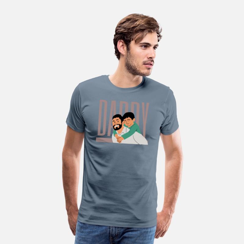 Blue White Minimalist Dad And Son Design T-shirt