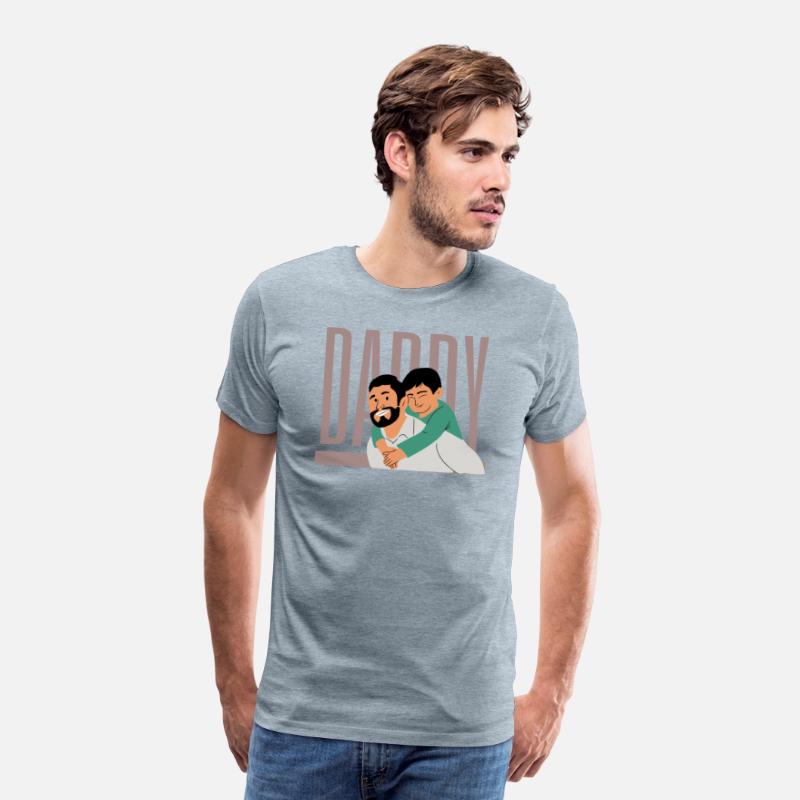 Blue White Minimalist Dad And Son Design T-shirt