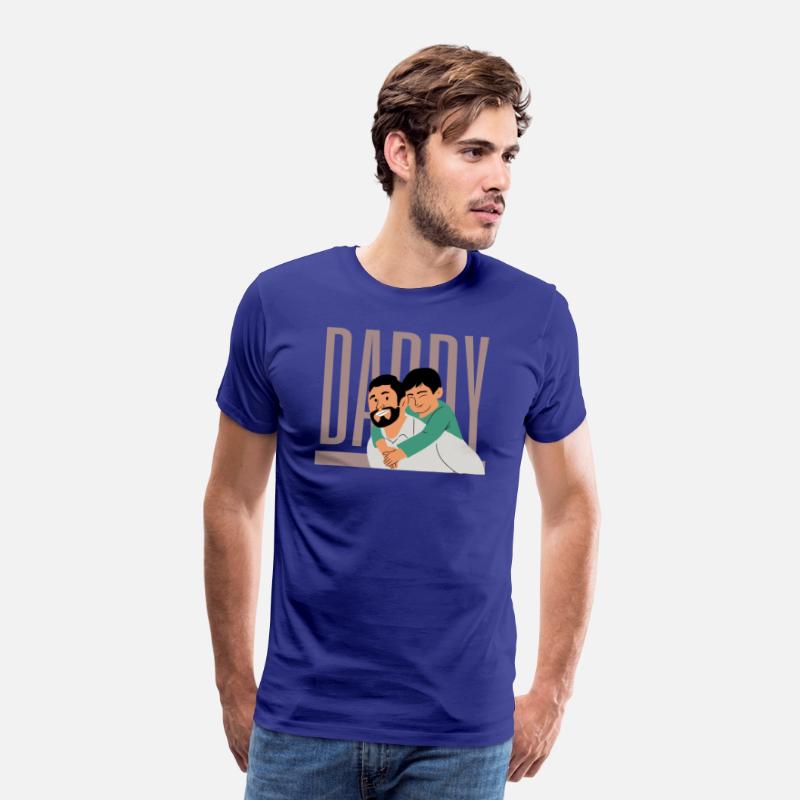 Blue White Minimalist Dad And Son Design T-shirt
