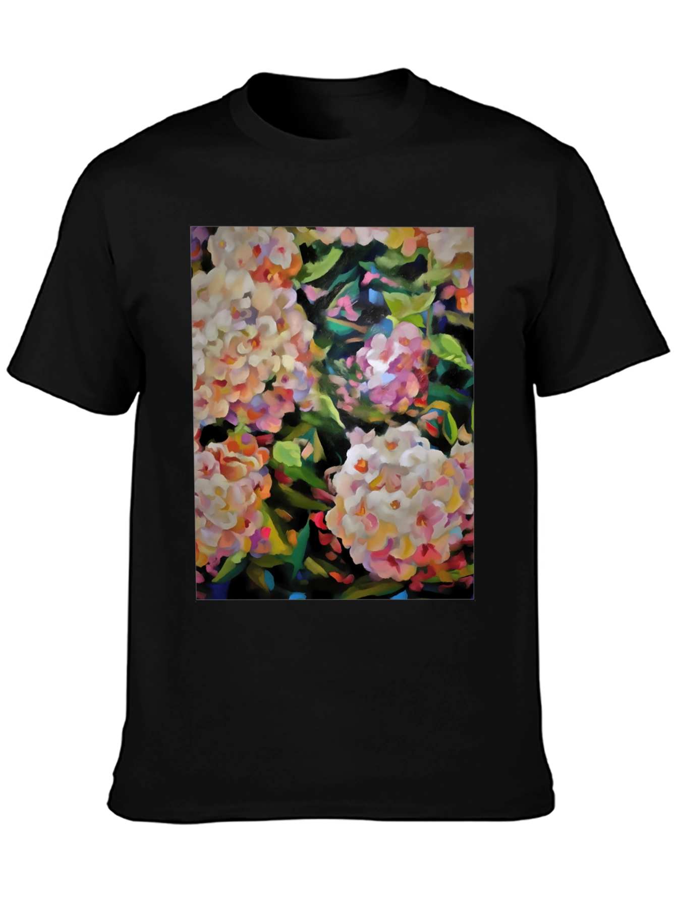 Floral Art Graphic Tee - Stylish Black T-Shirt