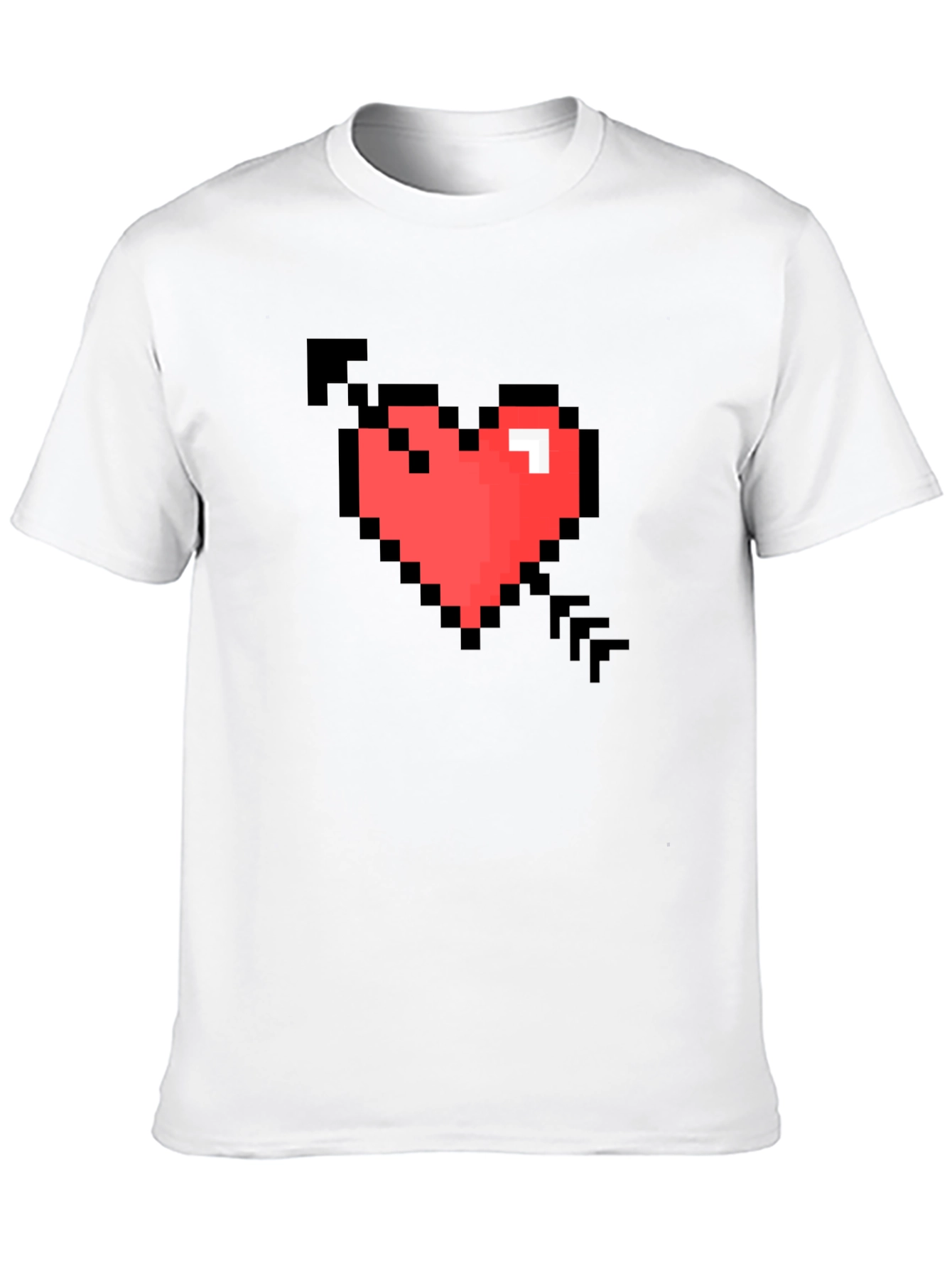 Pixel Heart Arrow Graphic T-Shirt - Retro Gaming Style