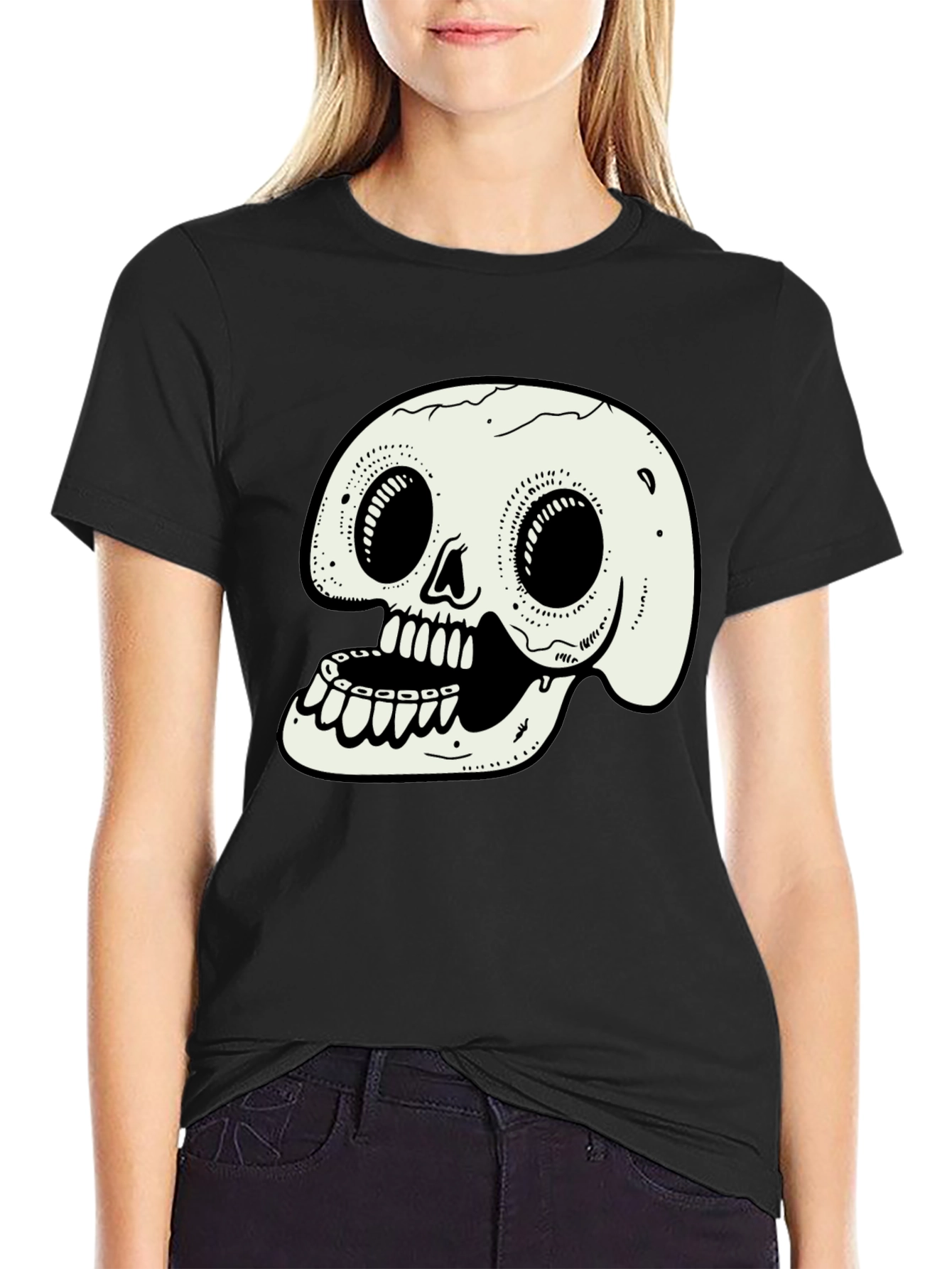 Skull Graphic Tee - Black Short Sleeve Shirt