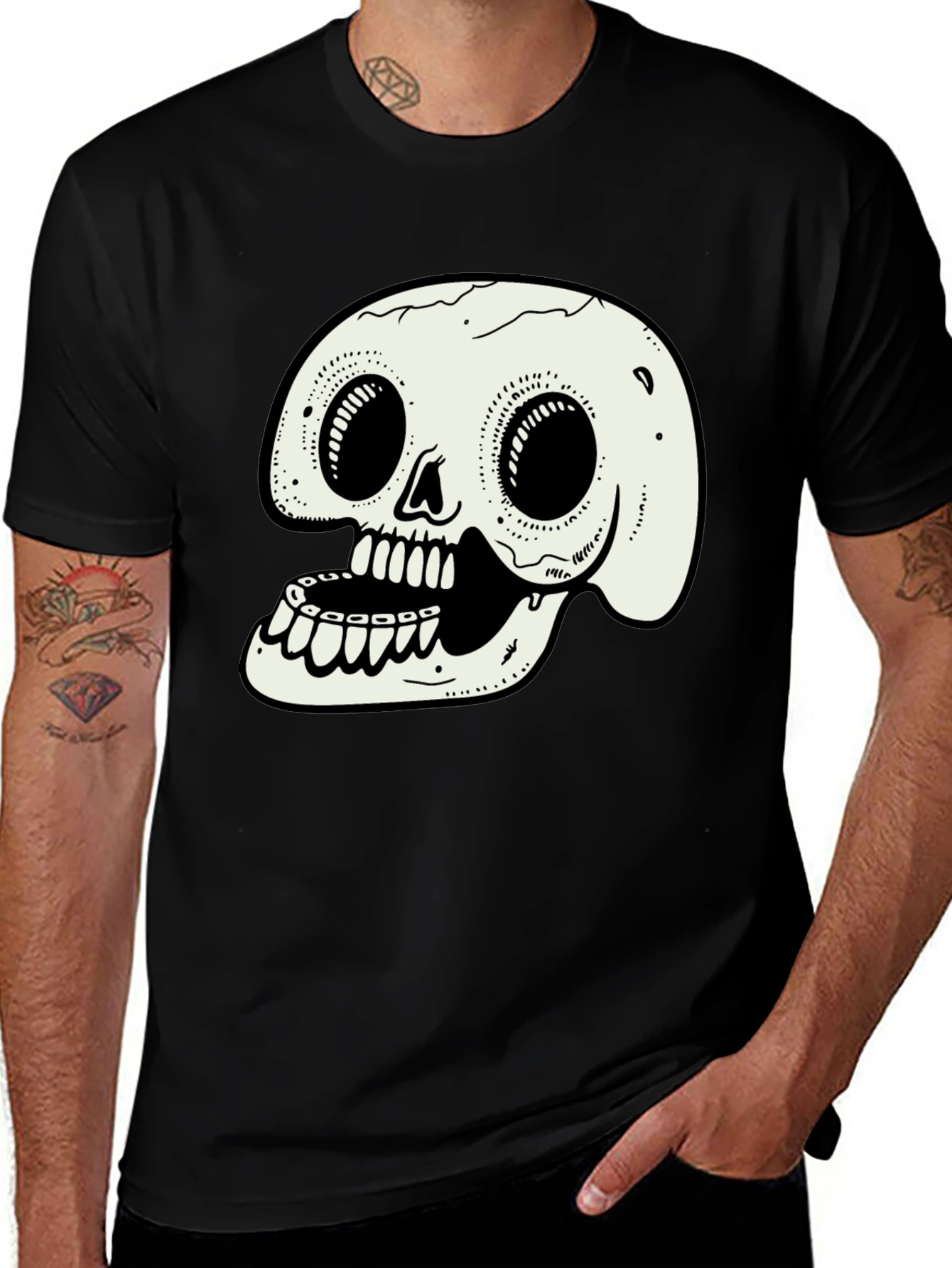Skull Graphic Tee - Black Short Sleeve Shirt
