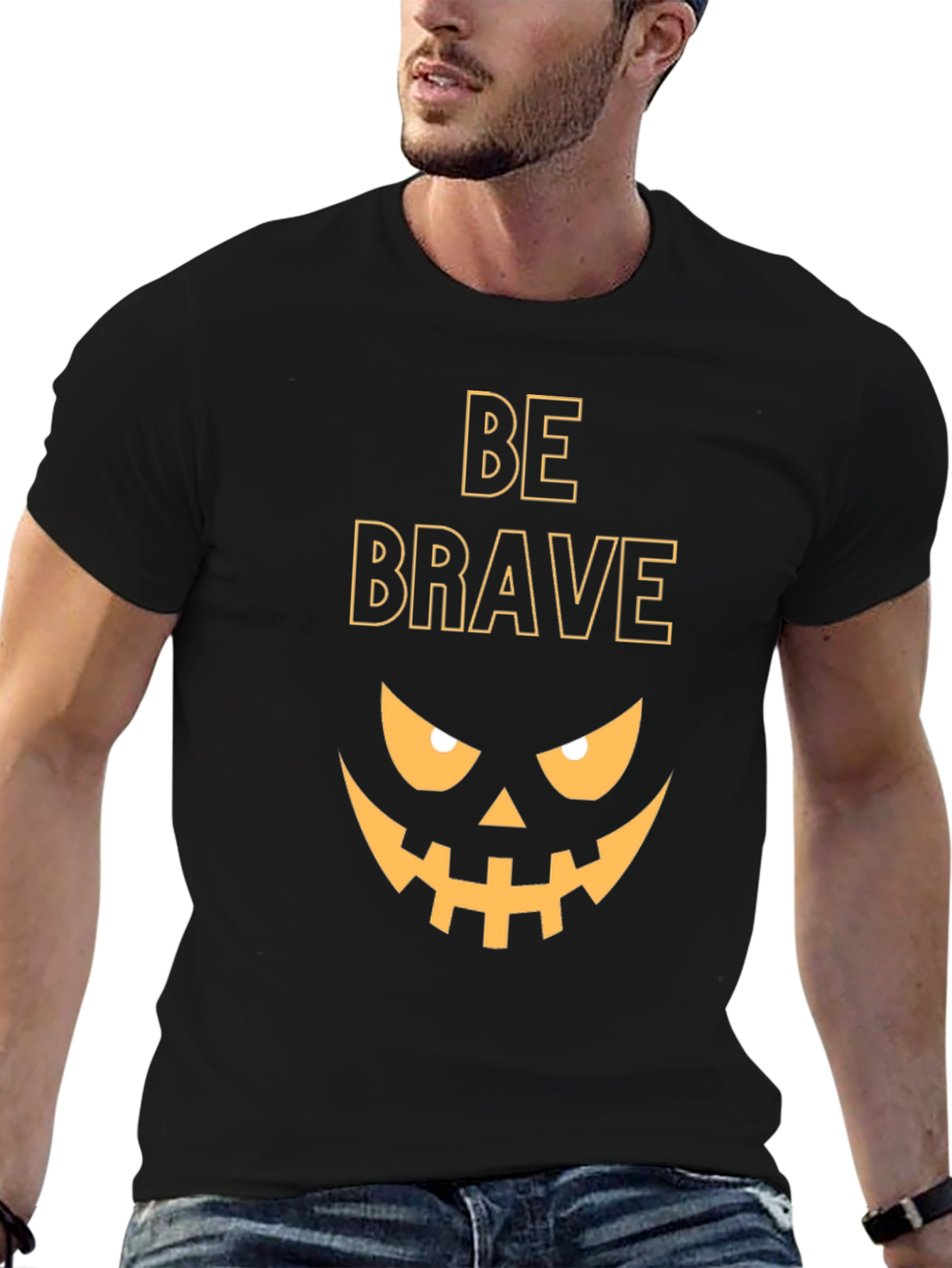 Be Brave Halloween Tee - Pumpkin Face Graphic T-Shirt