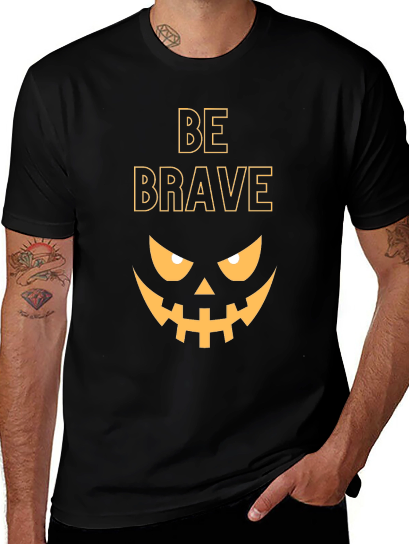 Be Brave Halloween Tee - Pumpkin Face Graphic T-Shirt
