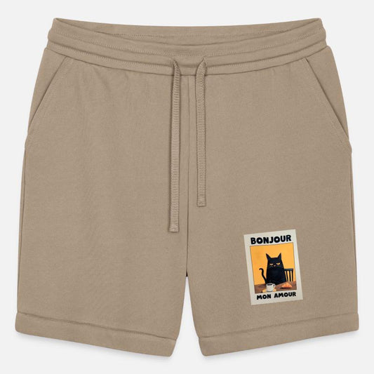 Bonjour Mon Amour French Cat Coffee Illustration