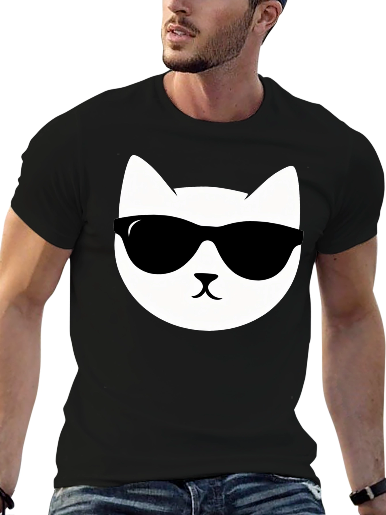 Cool Cat Graphic T-Shirt - Black Cotton Tee