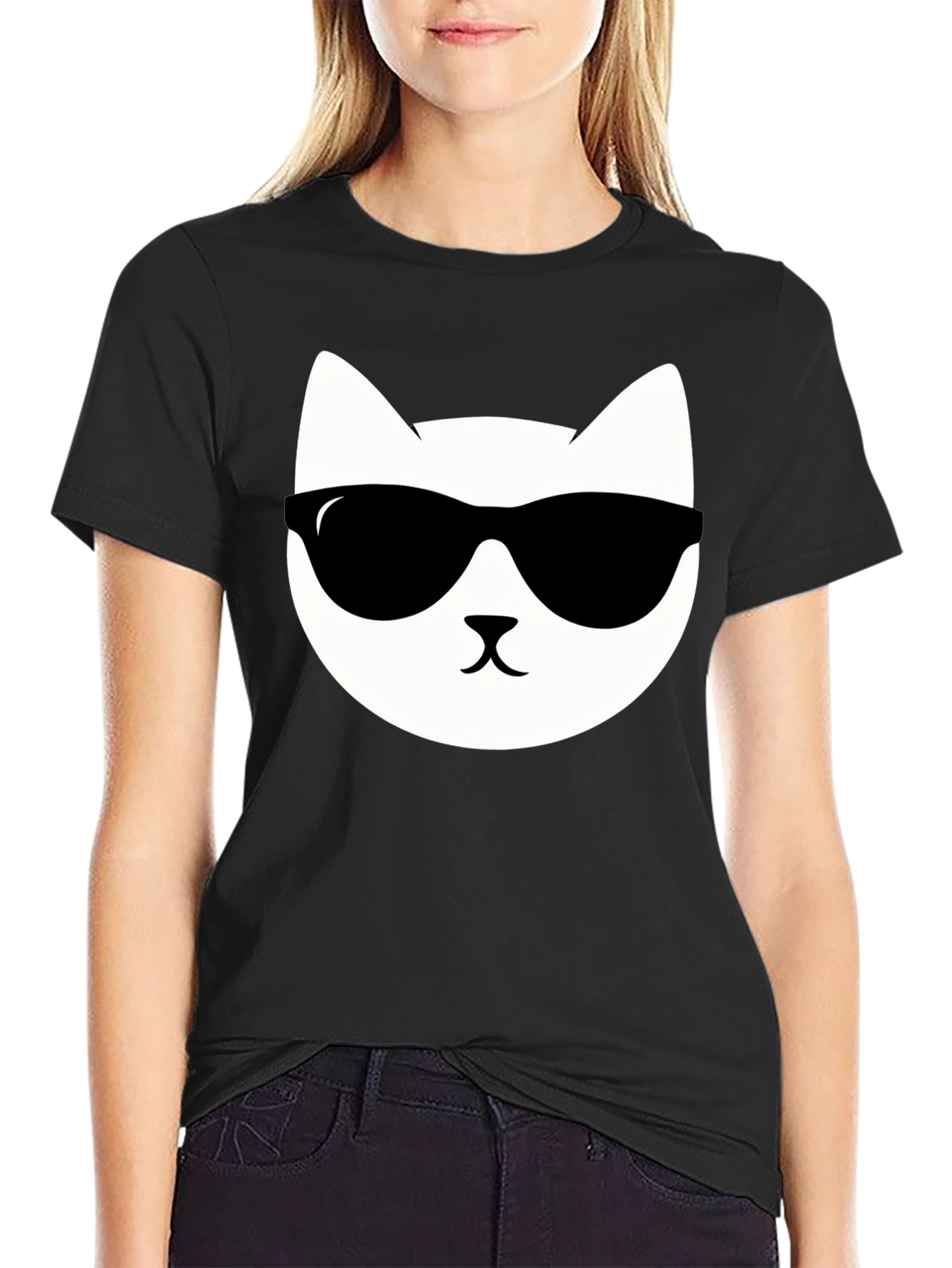 Cool Cat Graphic T-Shirt - Black Cotton Tee