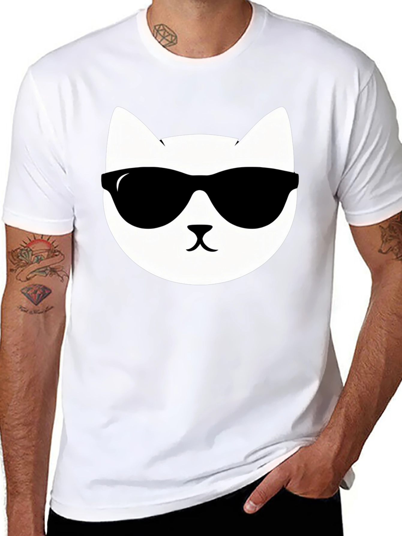 Cool Cat Graphic T-Shirt - Black Cotton Tee