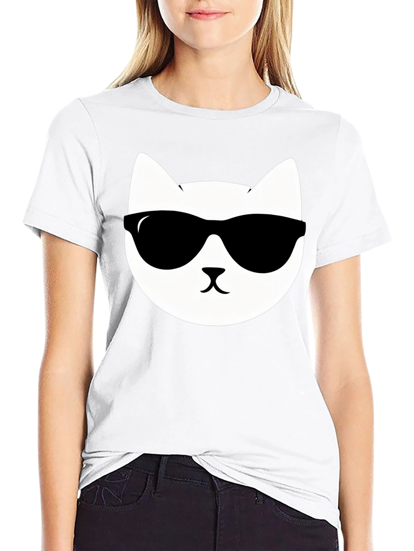 Cool Cat Graphic T-Shirt - Black Cotton Tee