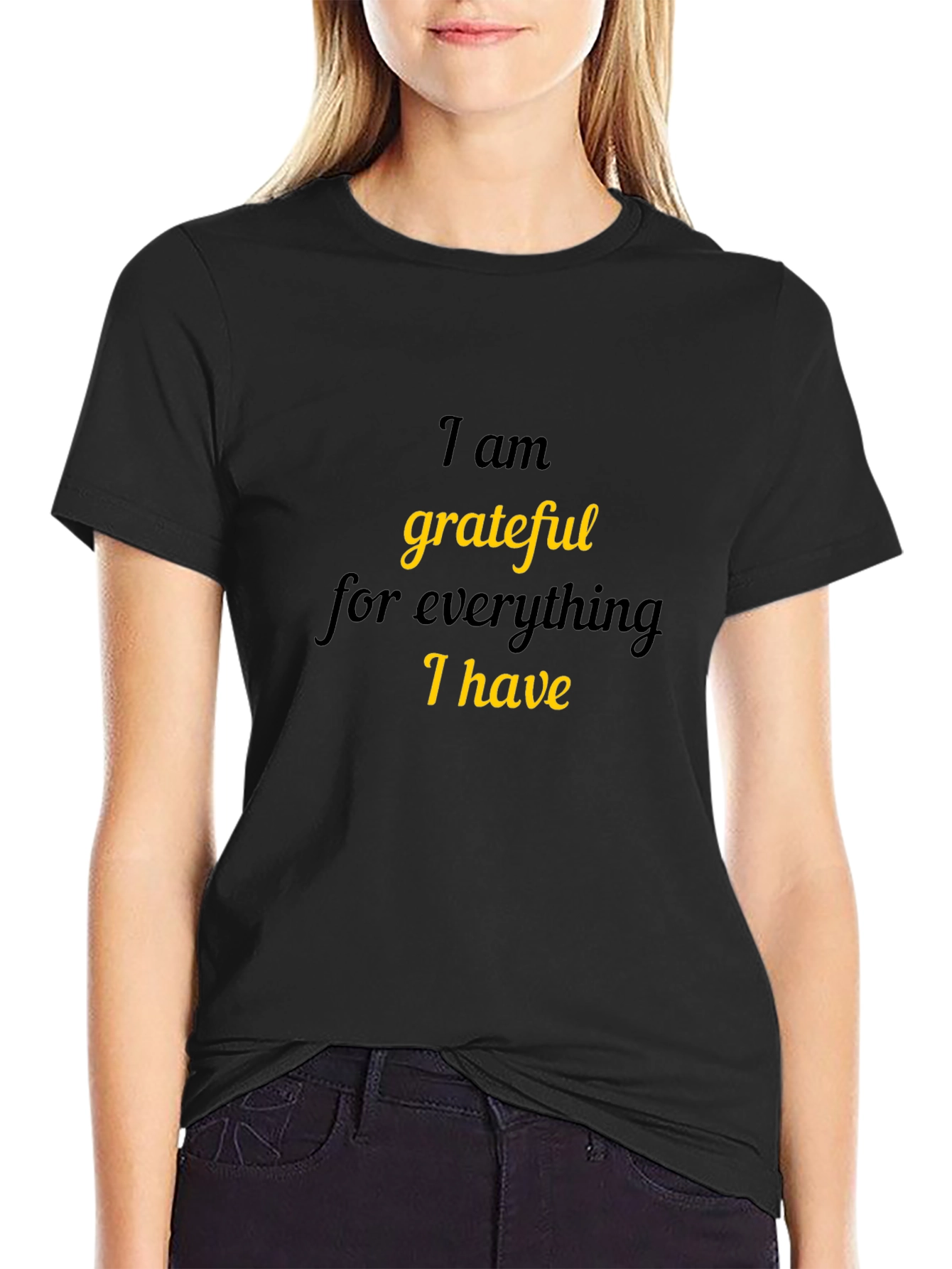 Grateful Message Black T-Shirt