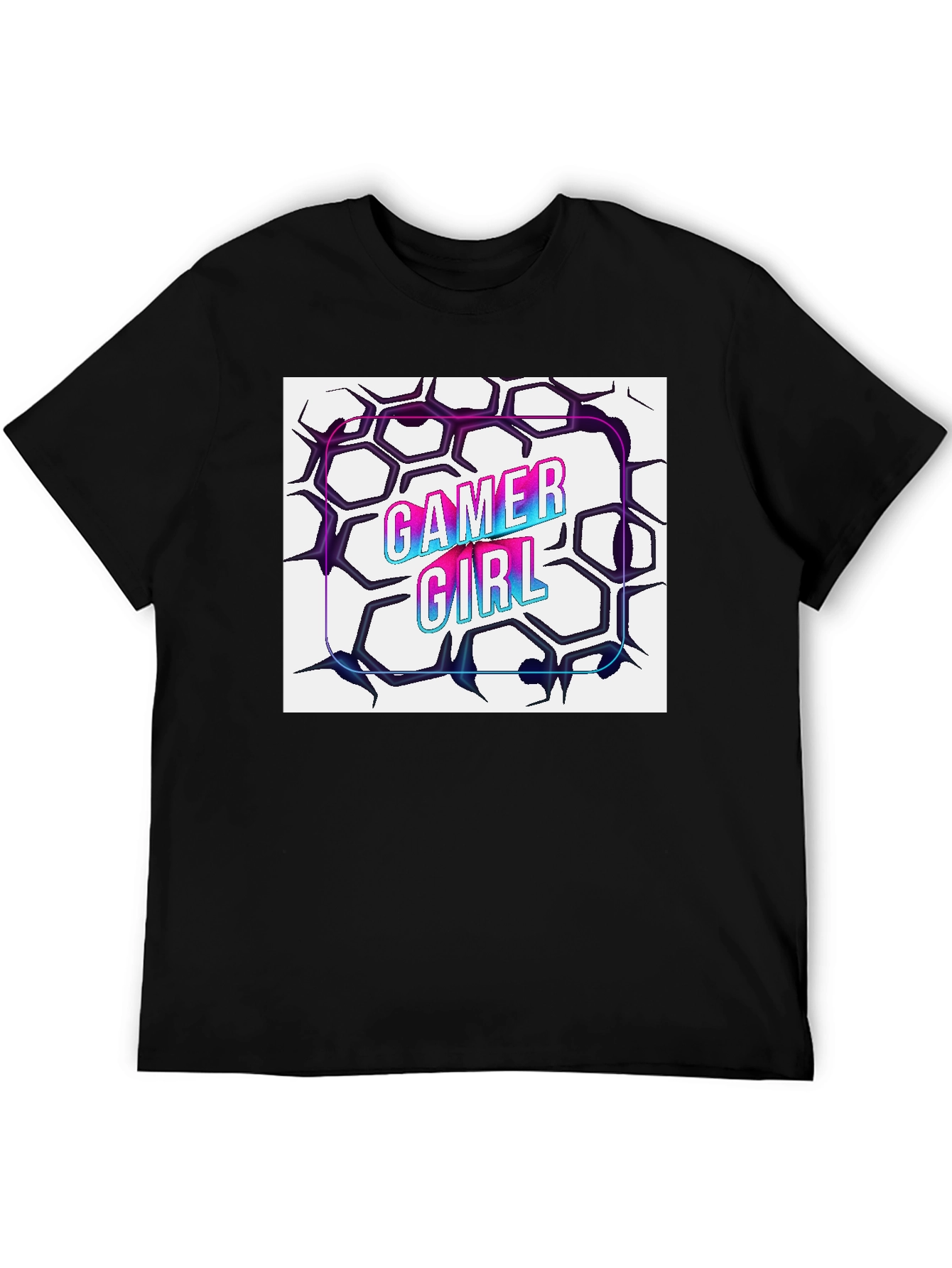 Gamer Girl T-Shirt - Cool Hexagon Design