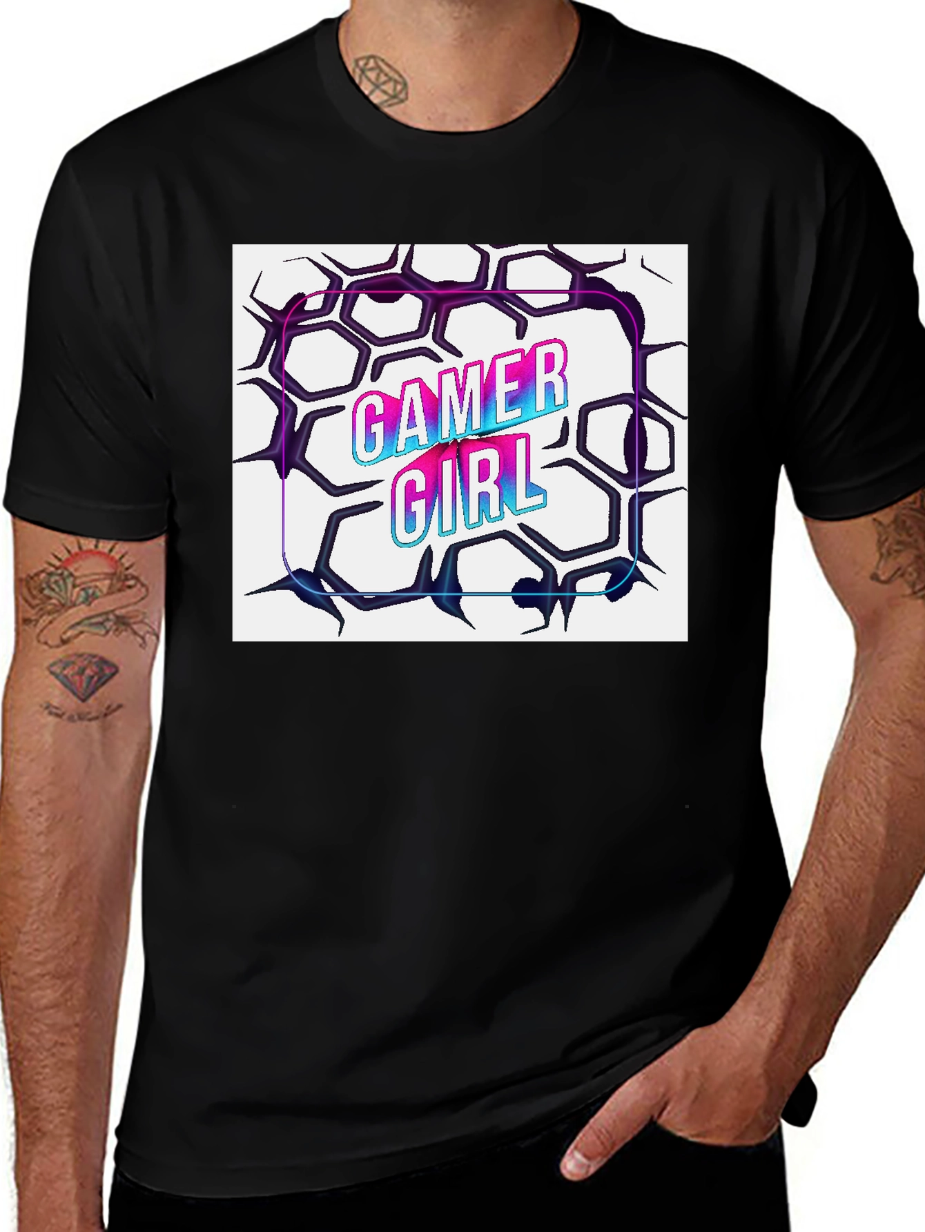Gamer Girl T-Shirt - Cool Hexagon Design