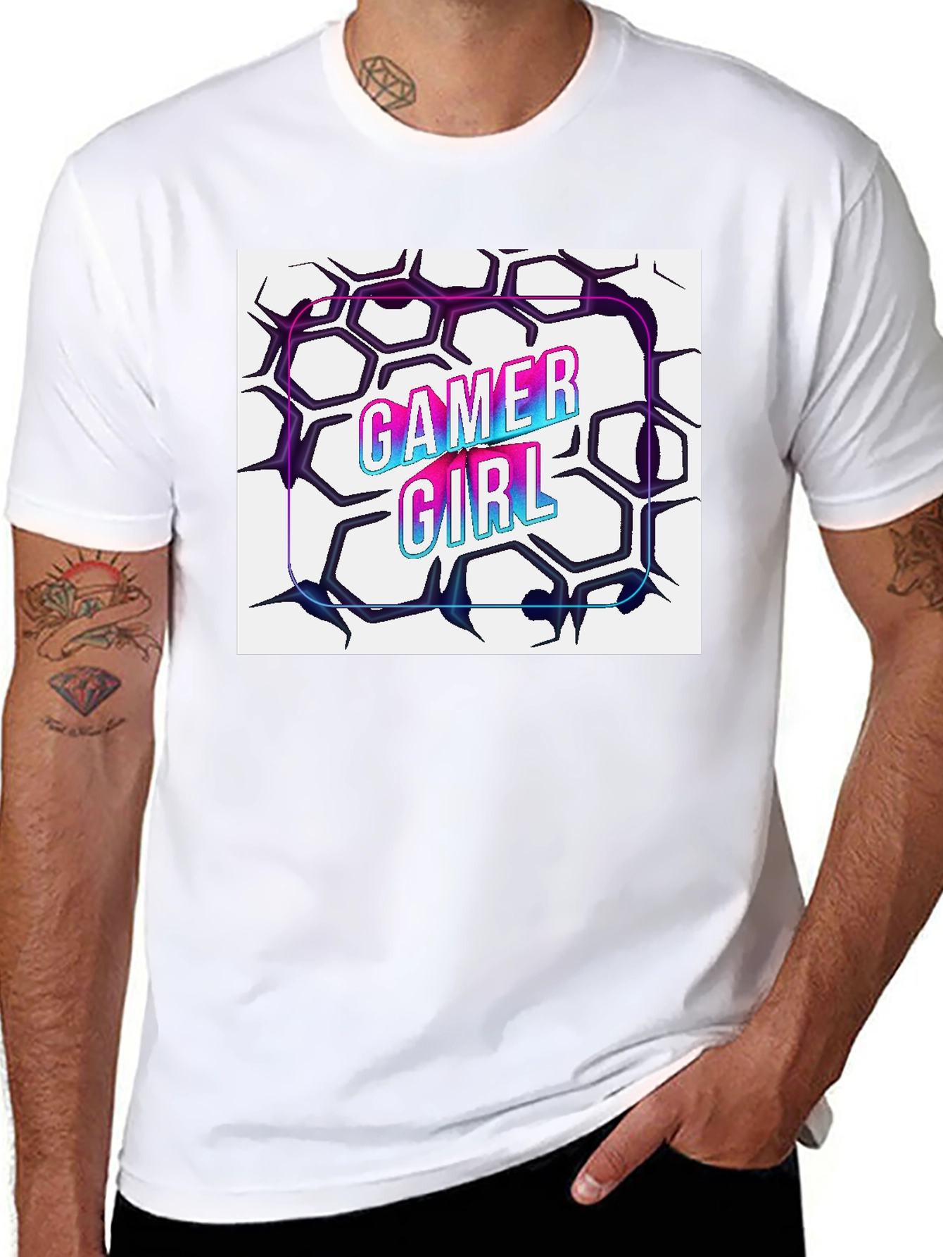 Gamer Girl T-Shirt - Cool Hexagon Design