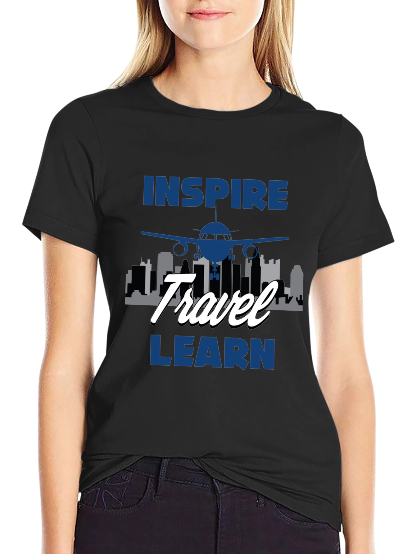 Inspire Travel Learn Airplane T-Shirt