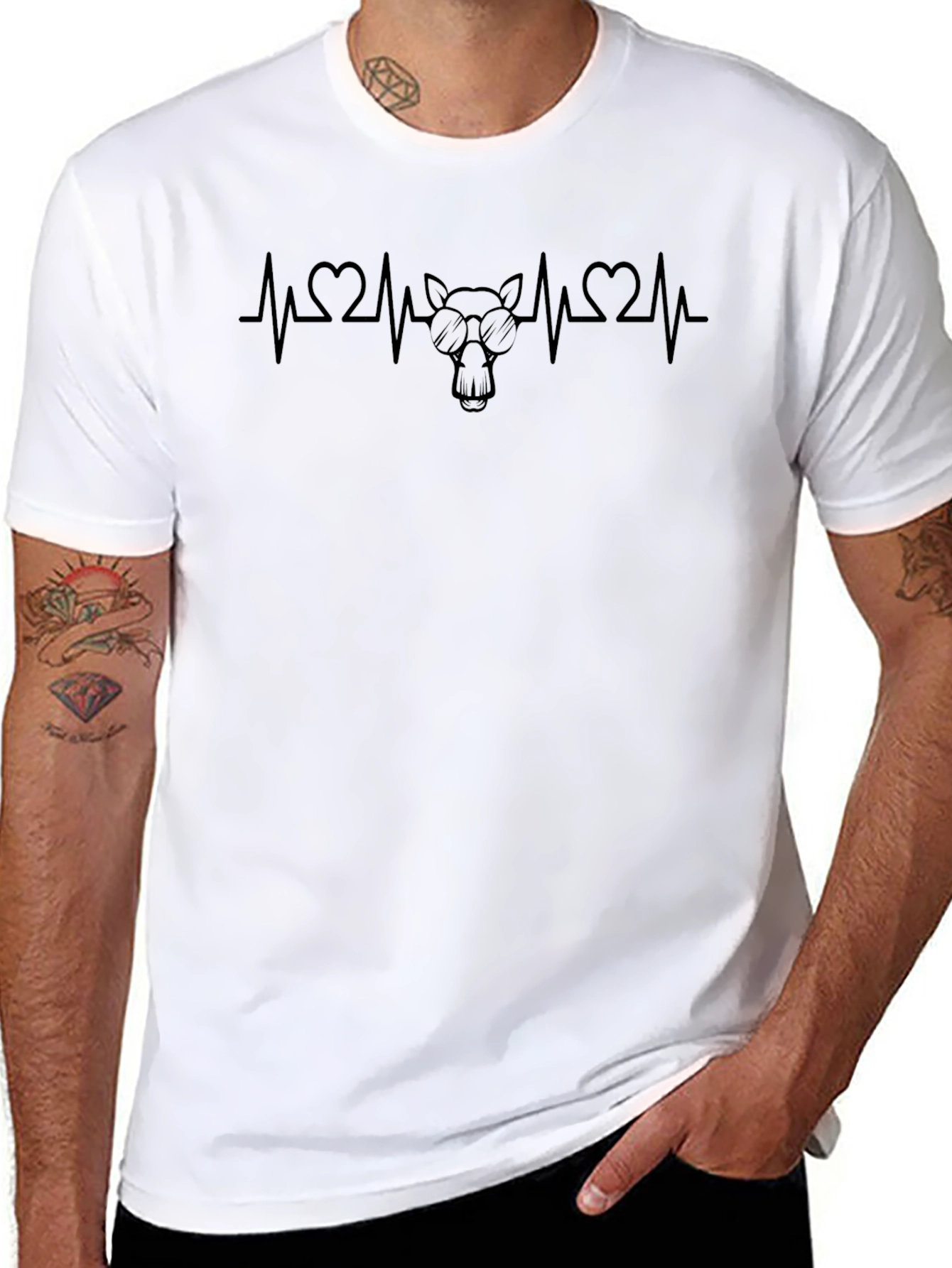 Cool Donkey Heartbeat Tee - Black Cotton Blend