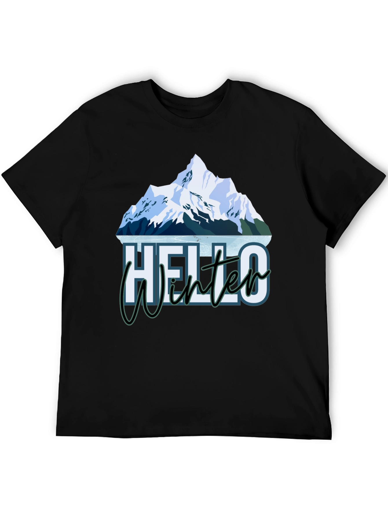 Hello Winter Mountain Graphic Tee - Black