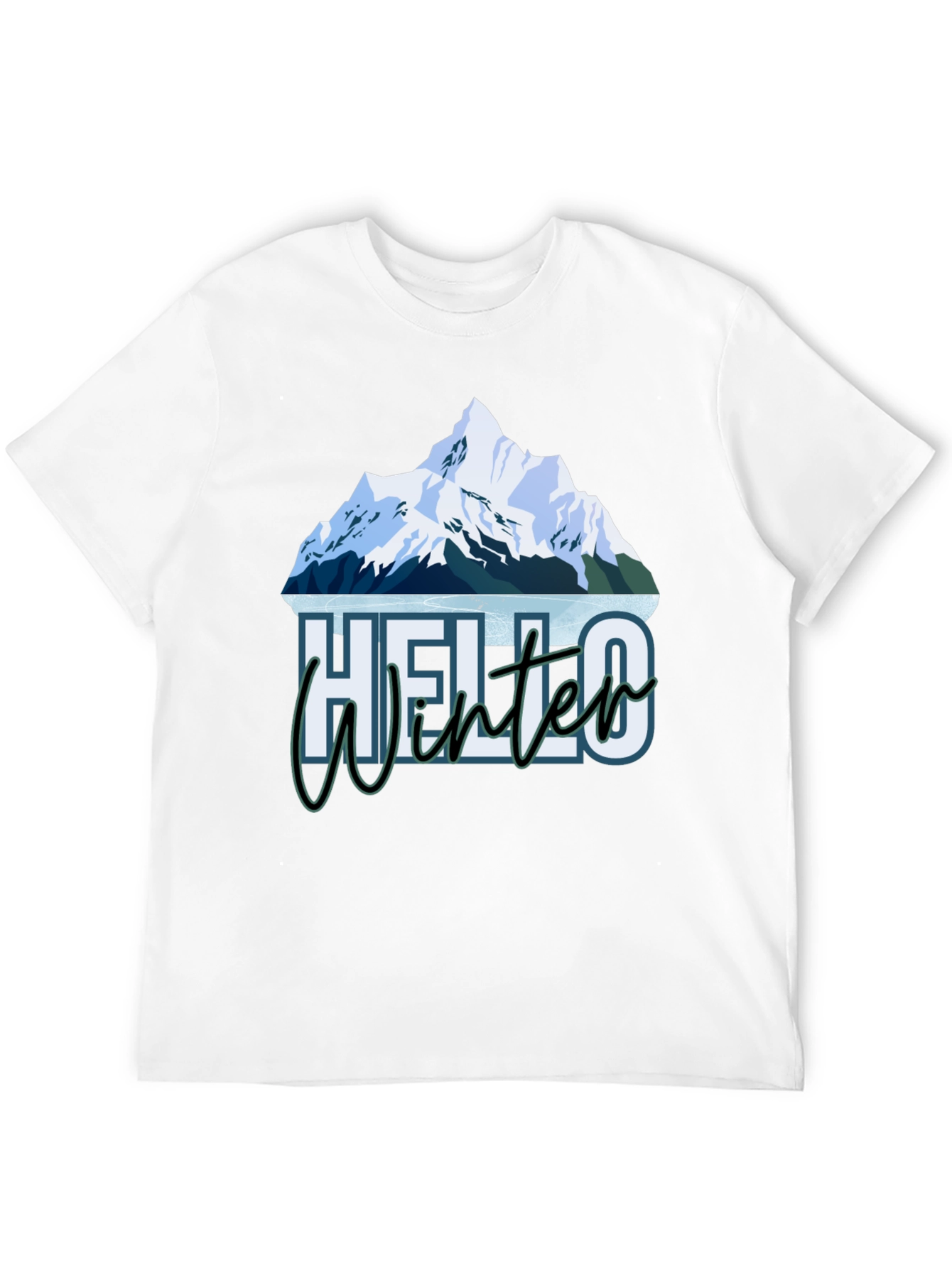 Hello Winter Mountain Graphic Tee - Black