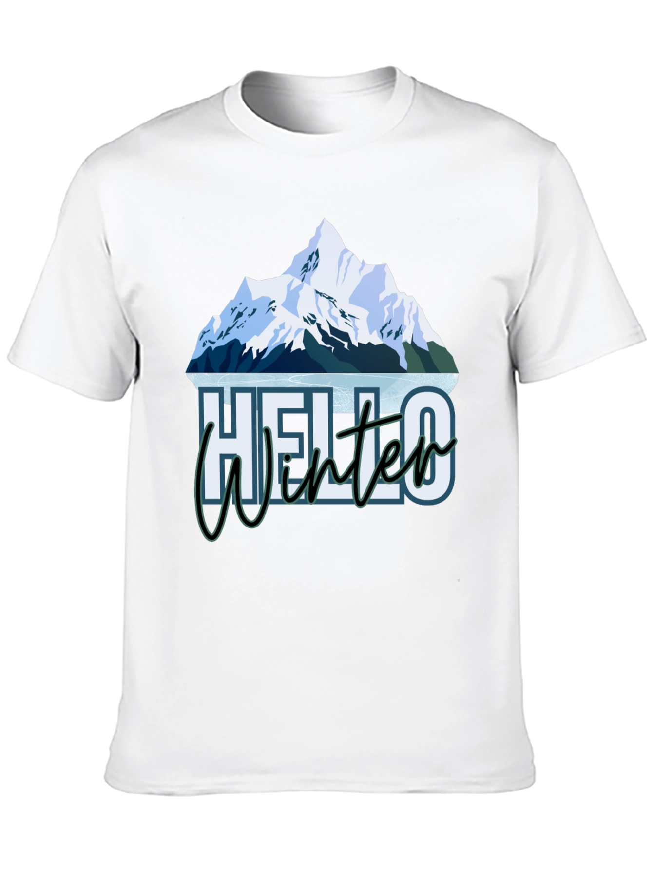Hello Winter Mountain Graphic Tee - Black