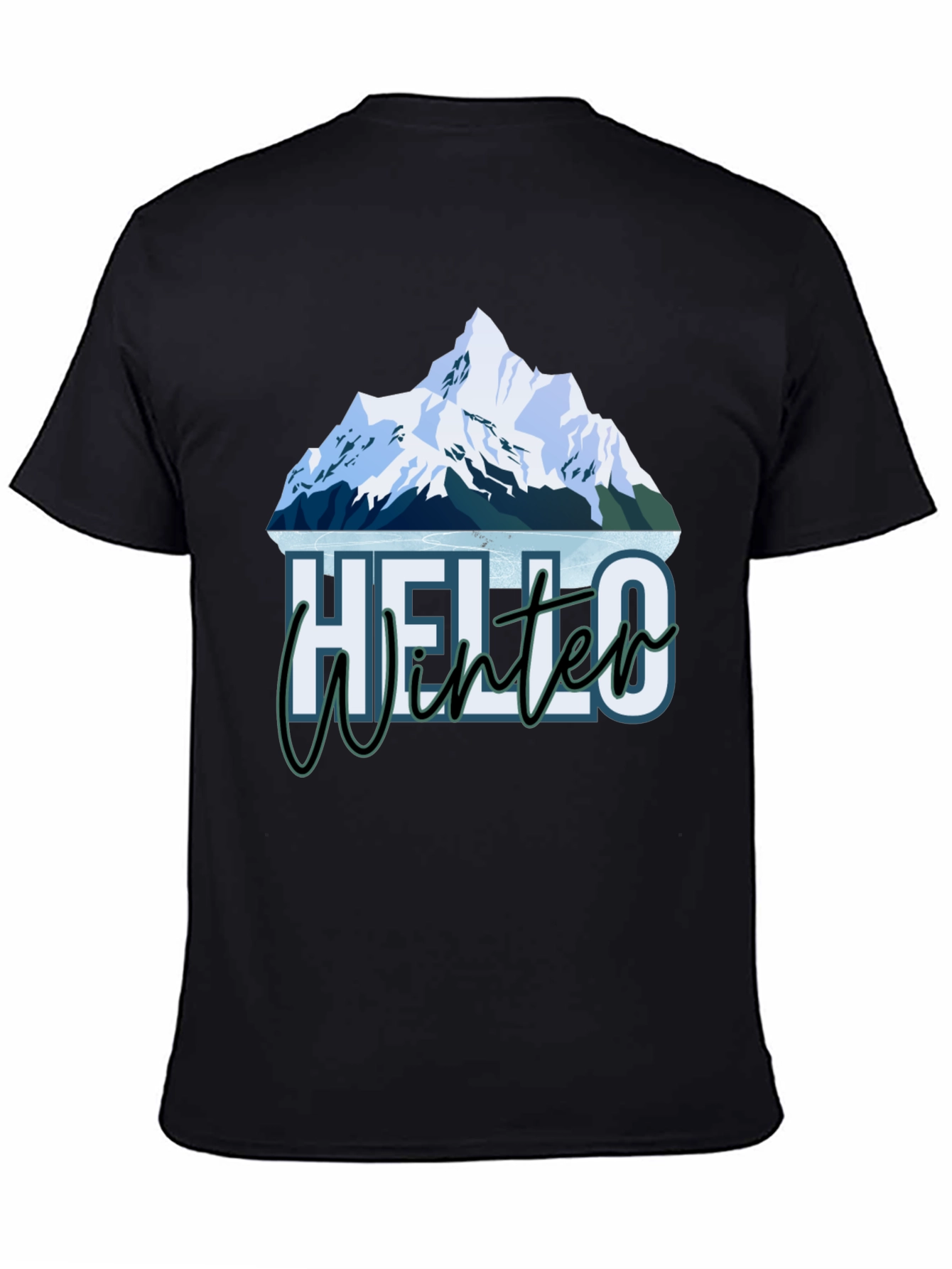 Hello Winter Mountain Graphic Tee - Black