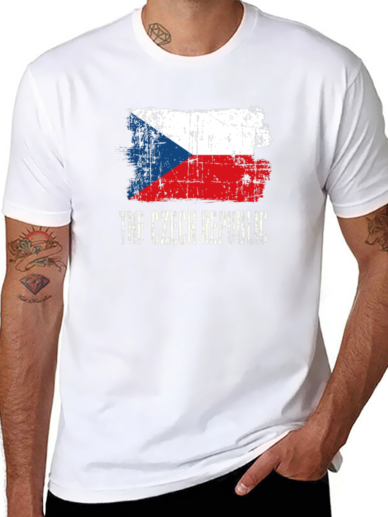 Czech Republic Flag T-Shirt - Distressed Design