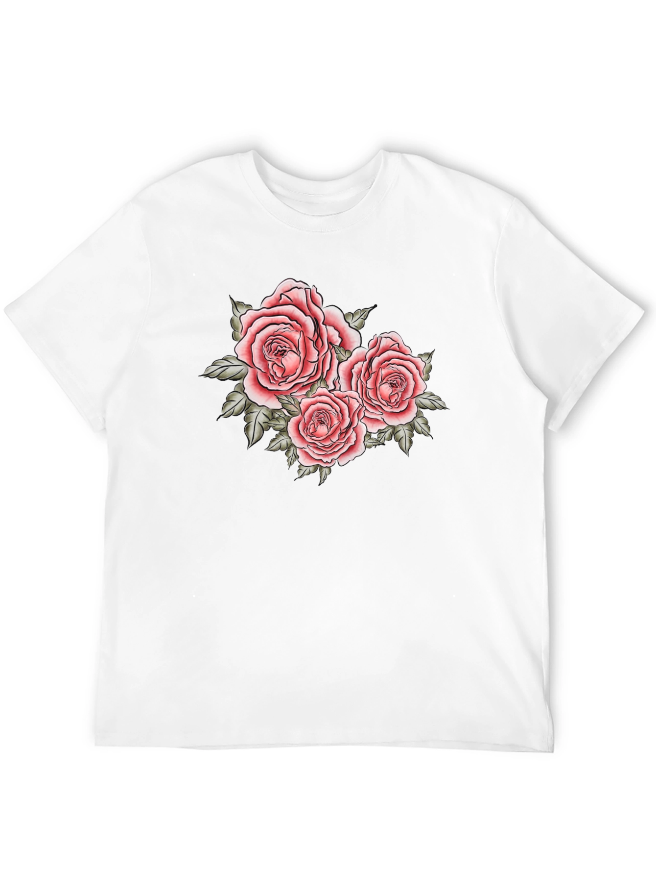 Floral Roses Graphic Black T-Shirt