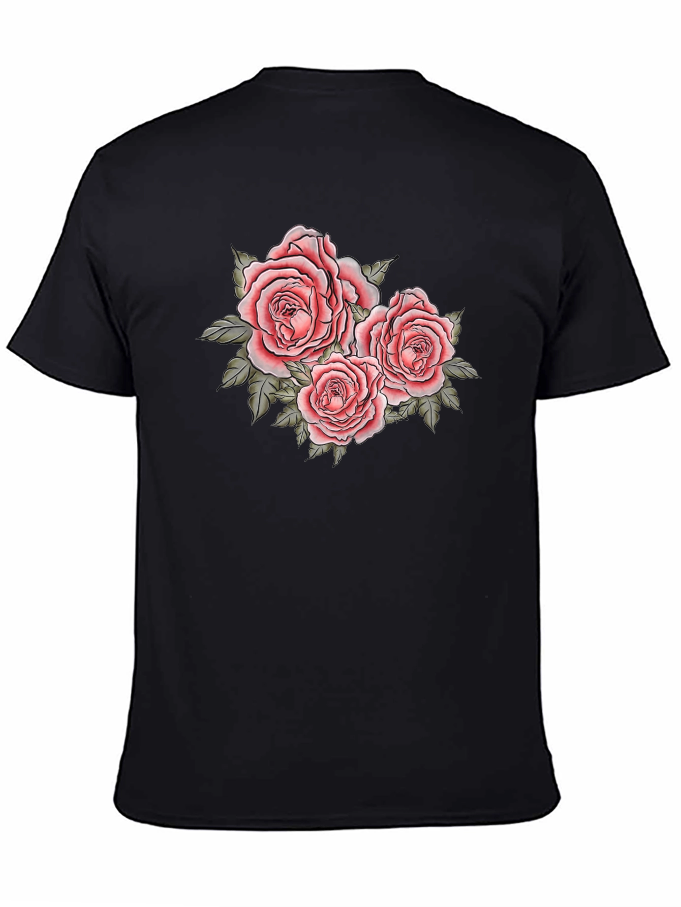 Floral Roses Graphic Black T-Shirt