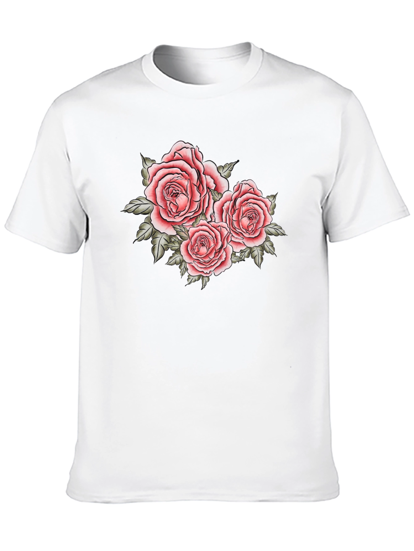 Floral Roses Graphic Black T-Shirt