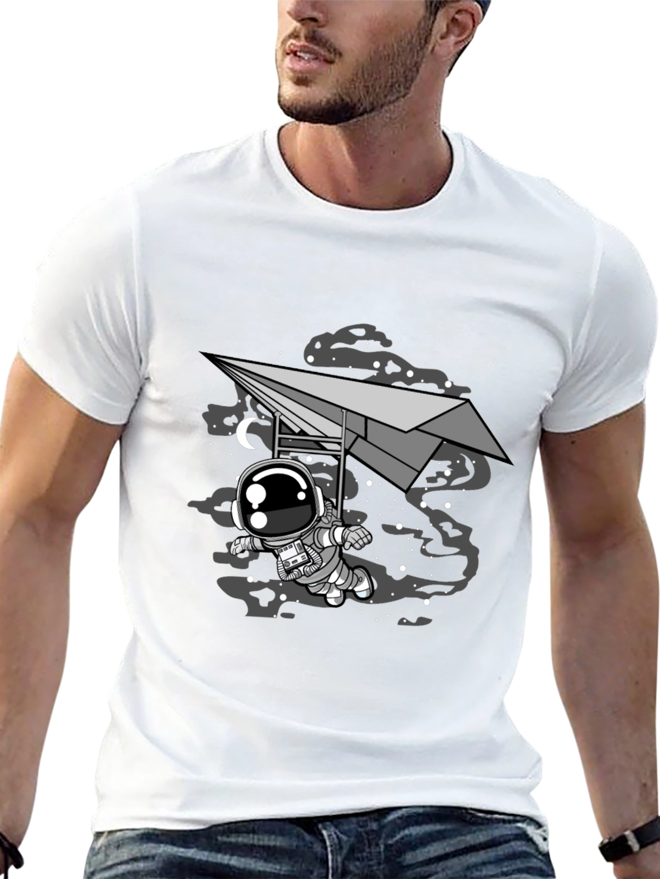 Astronaut Paper Plane T-Shirt - Space Adventure