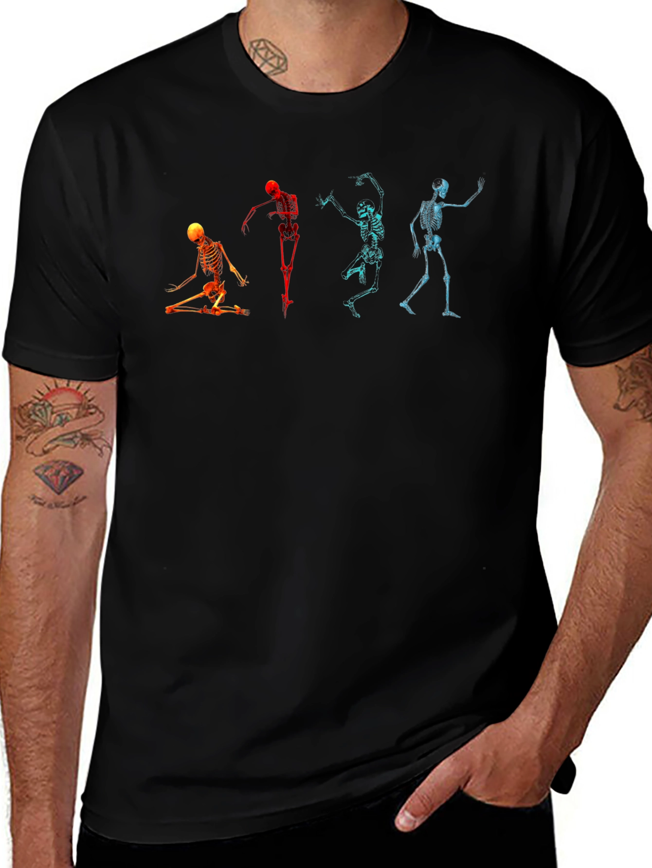 Dancing Skeletons Graphic T-Shirt - Spooky Fun!