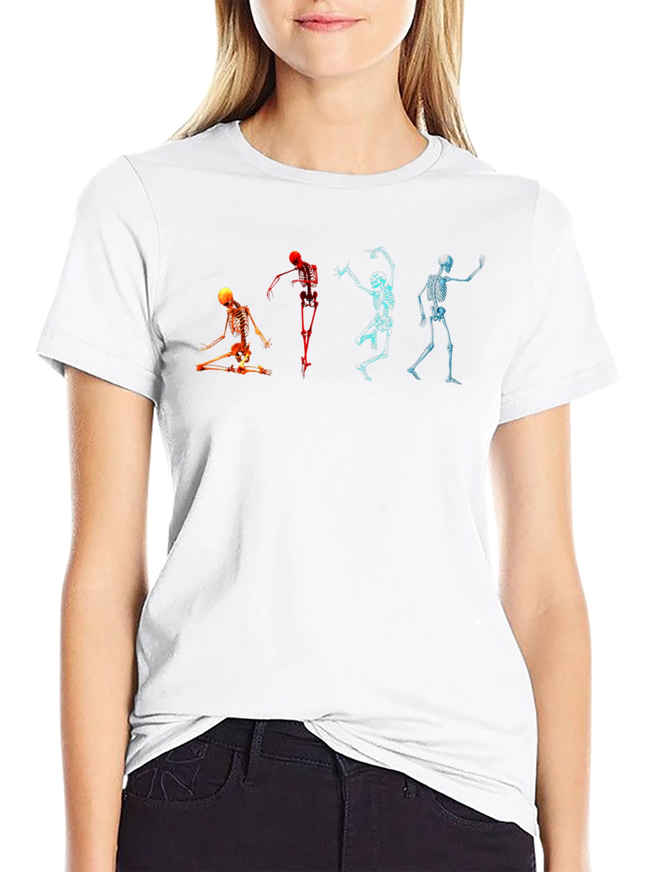 Dancing Skeletons Graphic T-Shirt - Spooky Fun!