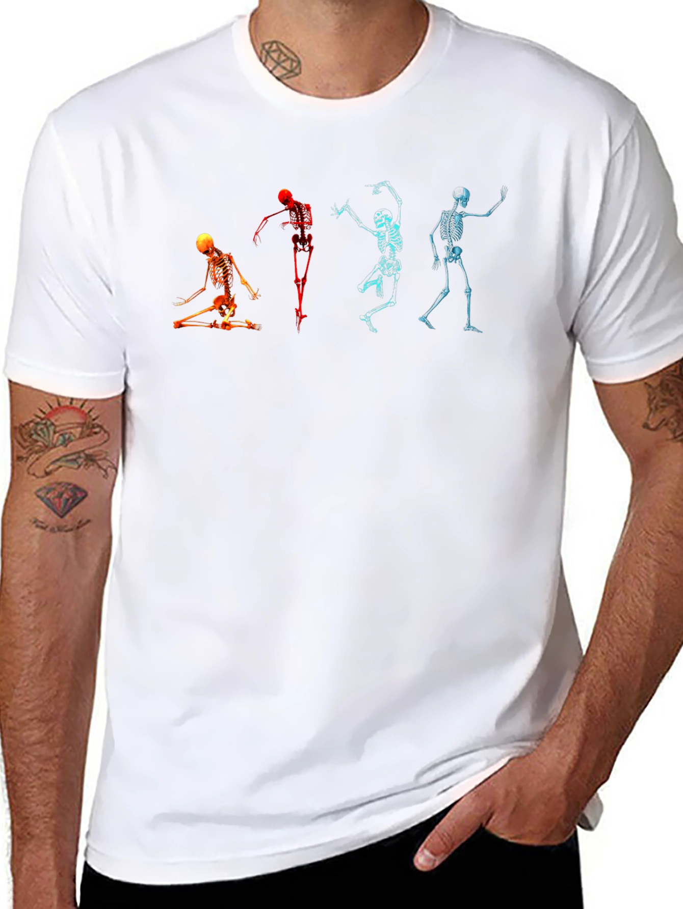 Dancing Skeletons Graphic T-Shirt - Spooky Fun!