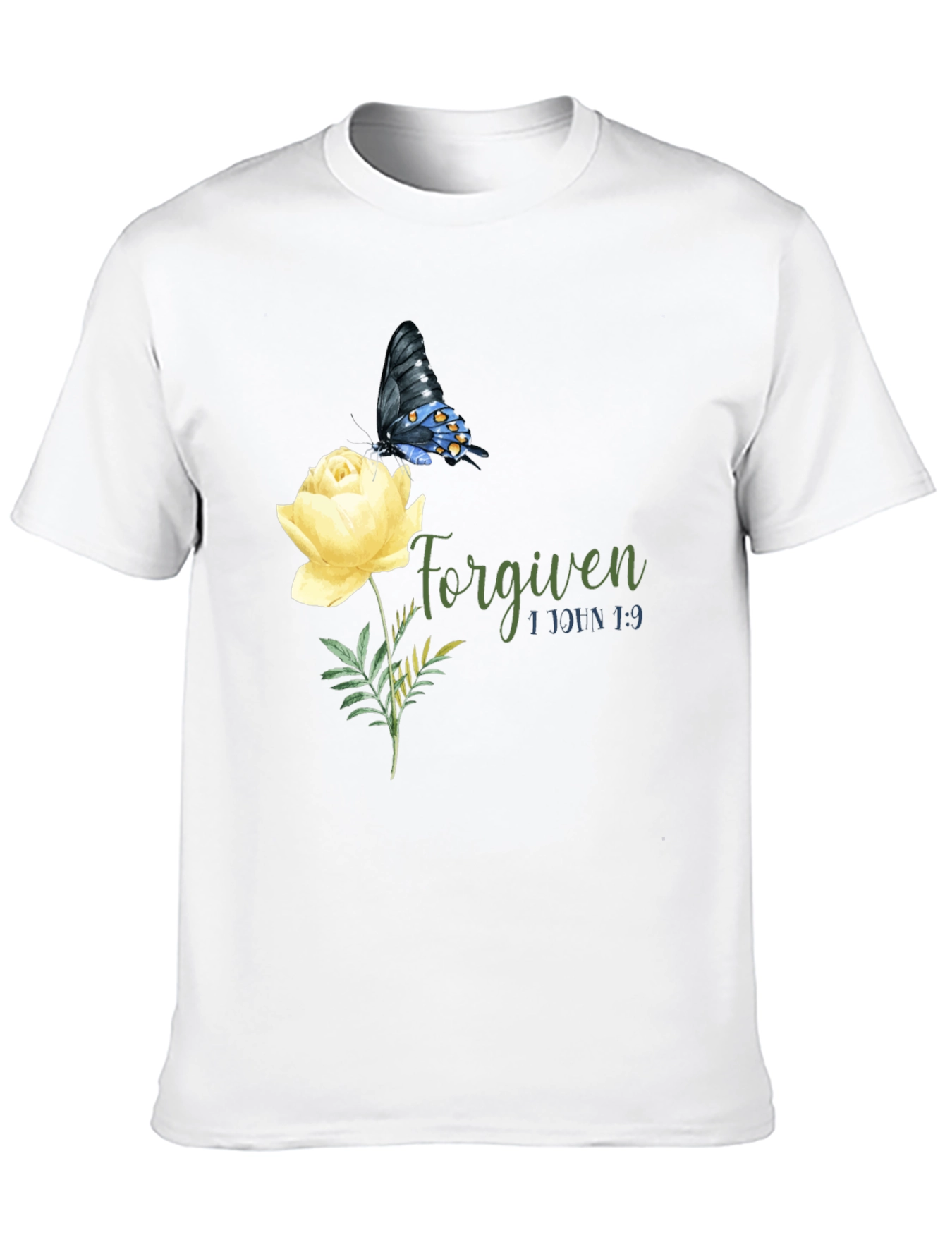 Forgiven Butterfly & Rose Graphic T-Shirt