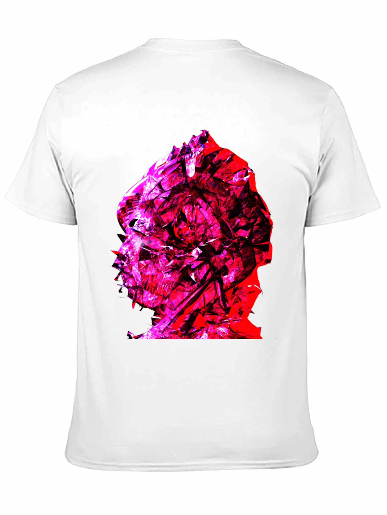 Abstract Red & Pink Face Graphic Black T-Shirt