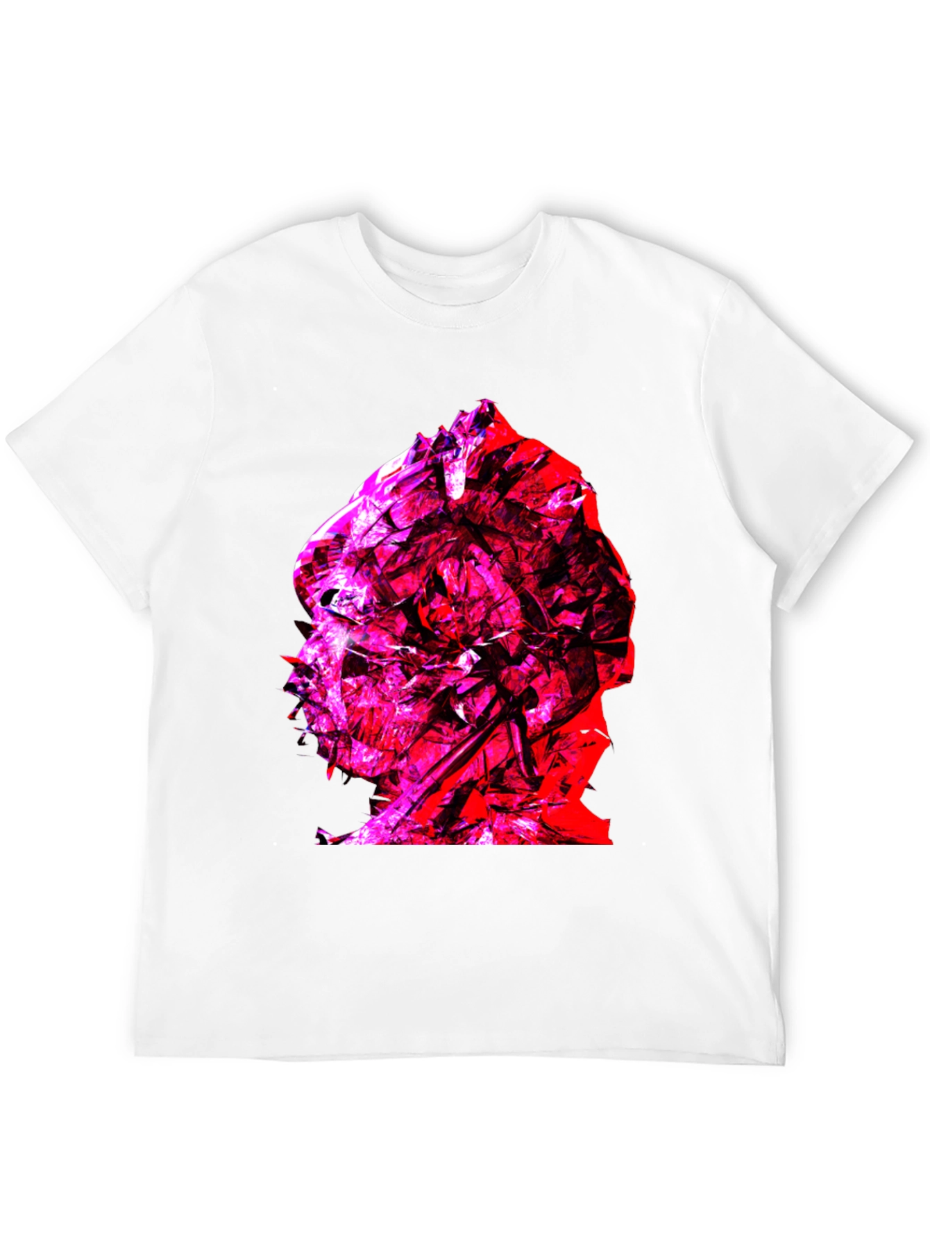Abstract Red & Pink Face Graphic Black T-Shirt