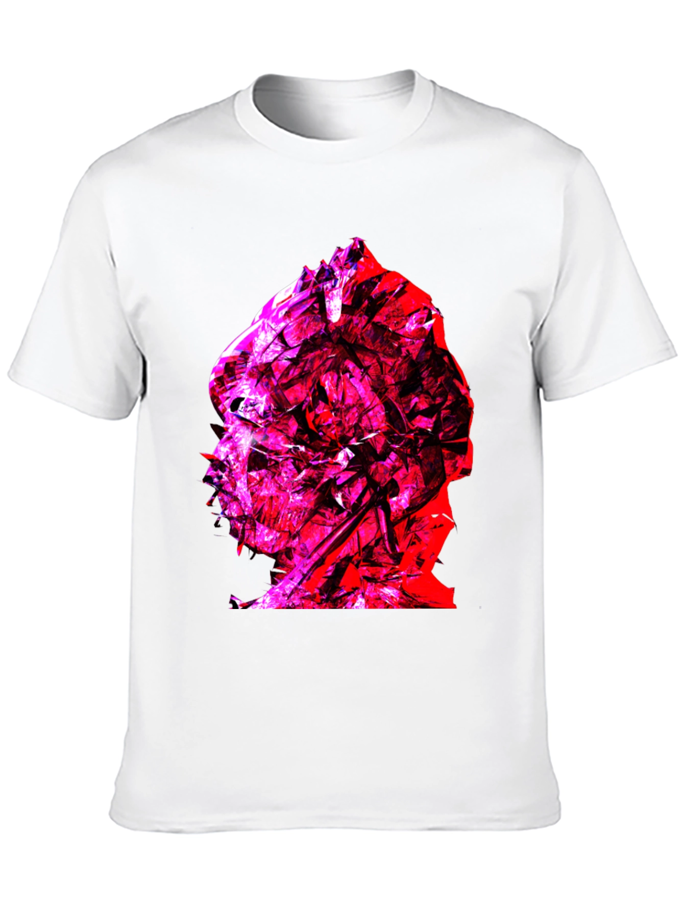 Abstract Red & Pink Face Graphic Black T-Shirt