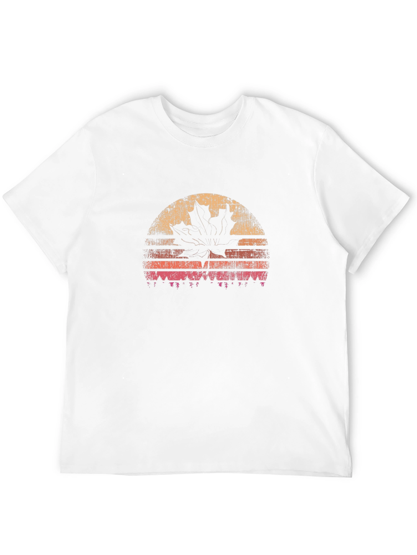 Retro Maple Leaf Sunset Graphic Tee