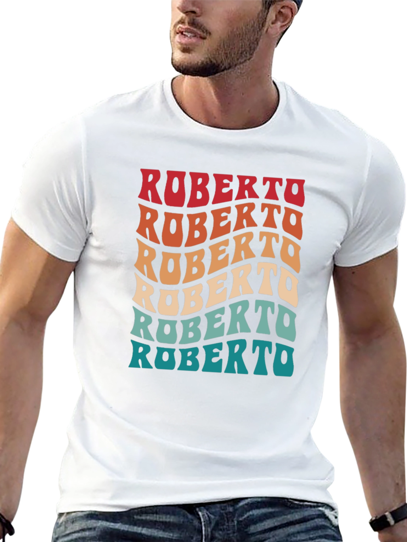 Retro Roberto Graphic Tee - Cool Custom Name Shirt
