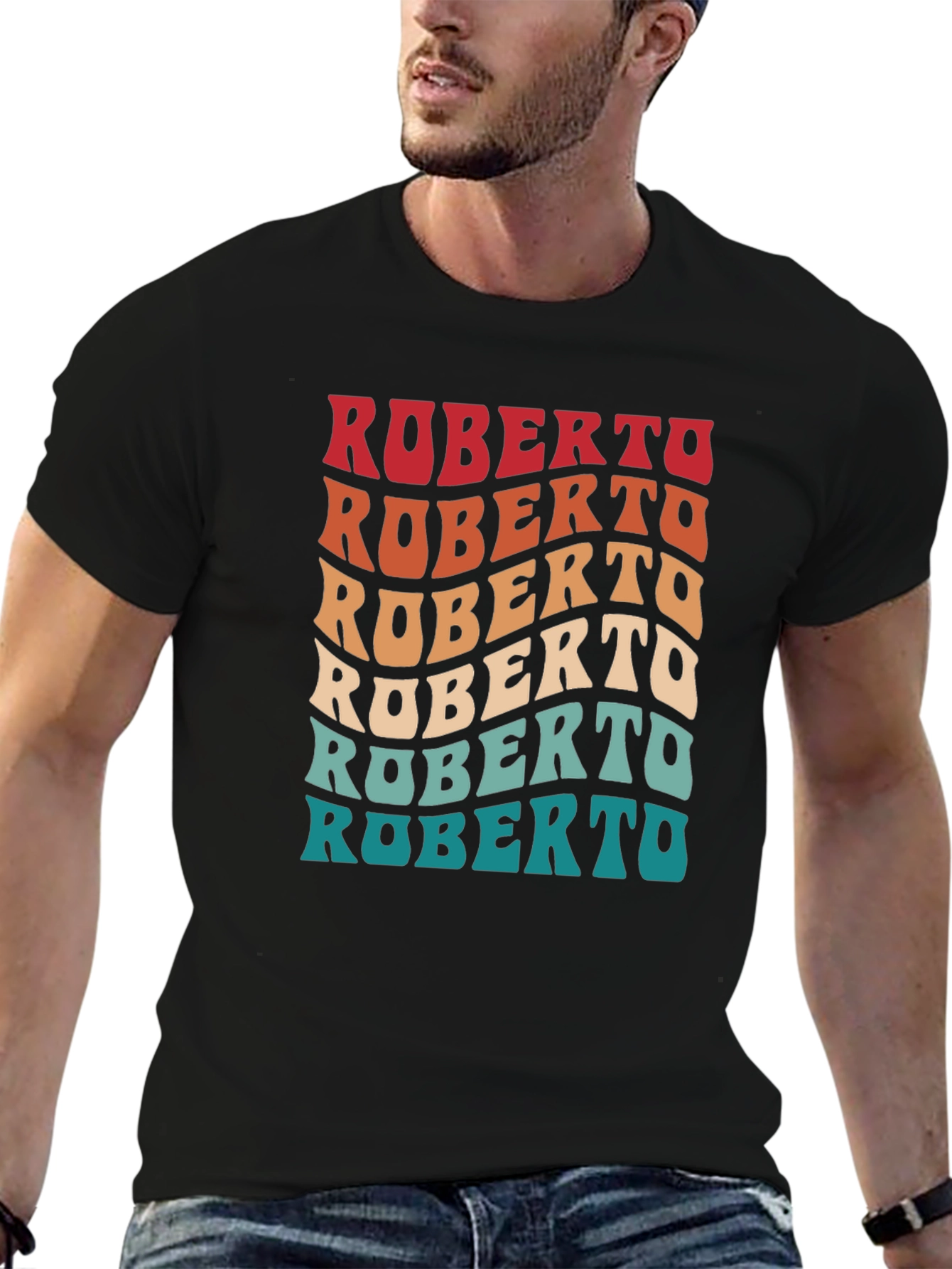 Retro Roberto Graphic Tee - Cool Custom Name Shirt