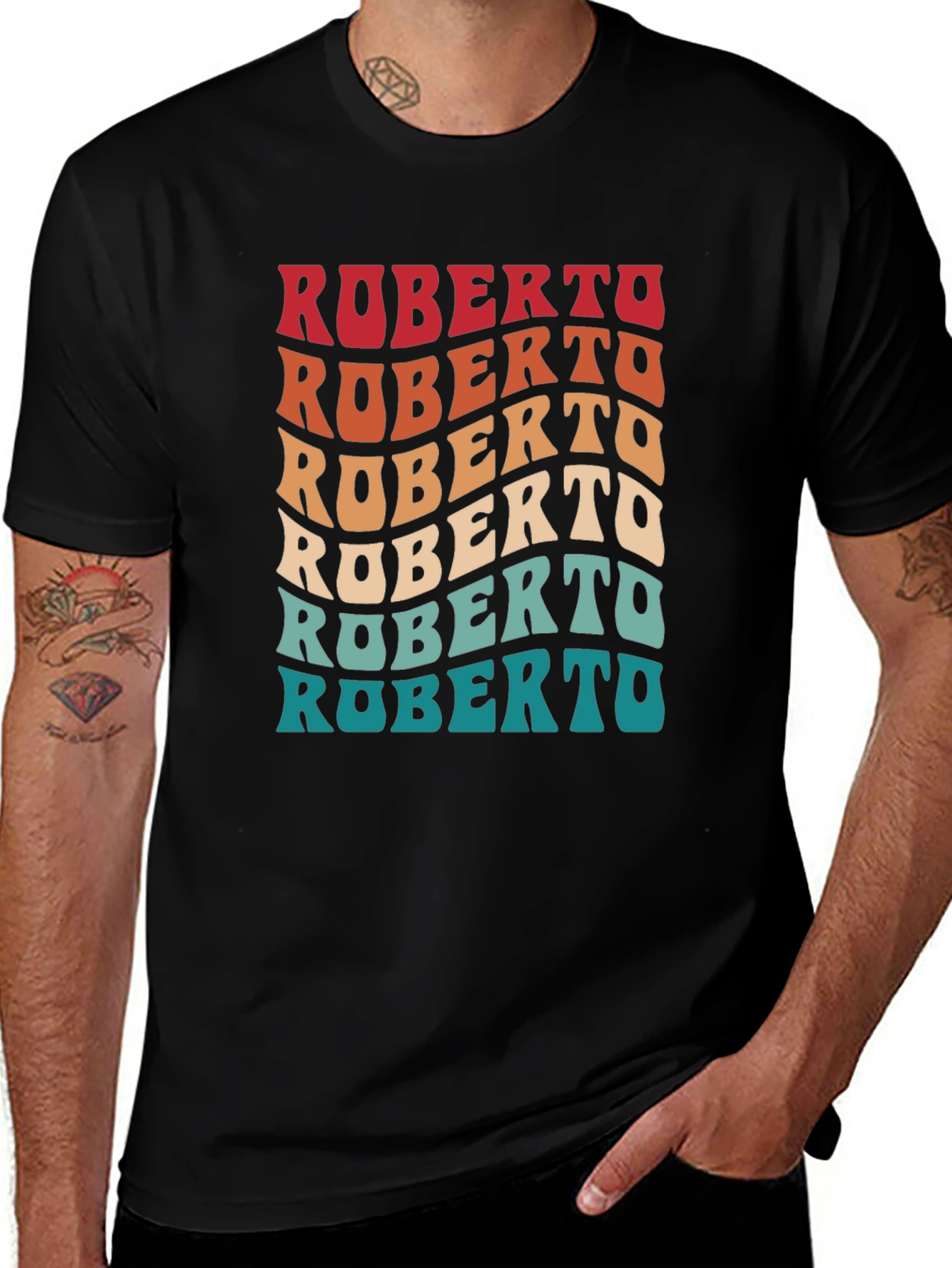 Retro Roberto Graphic Tee - Cool Custom Name Shirt