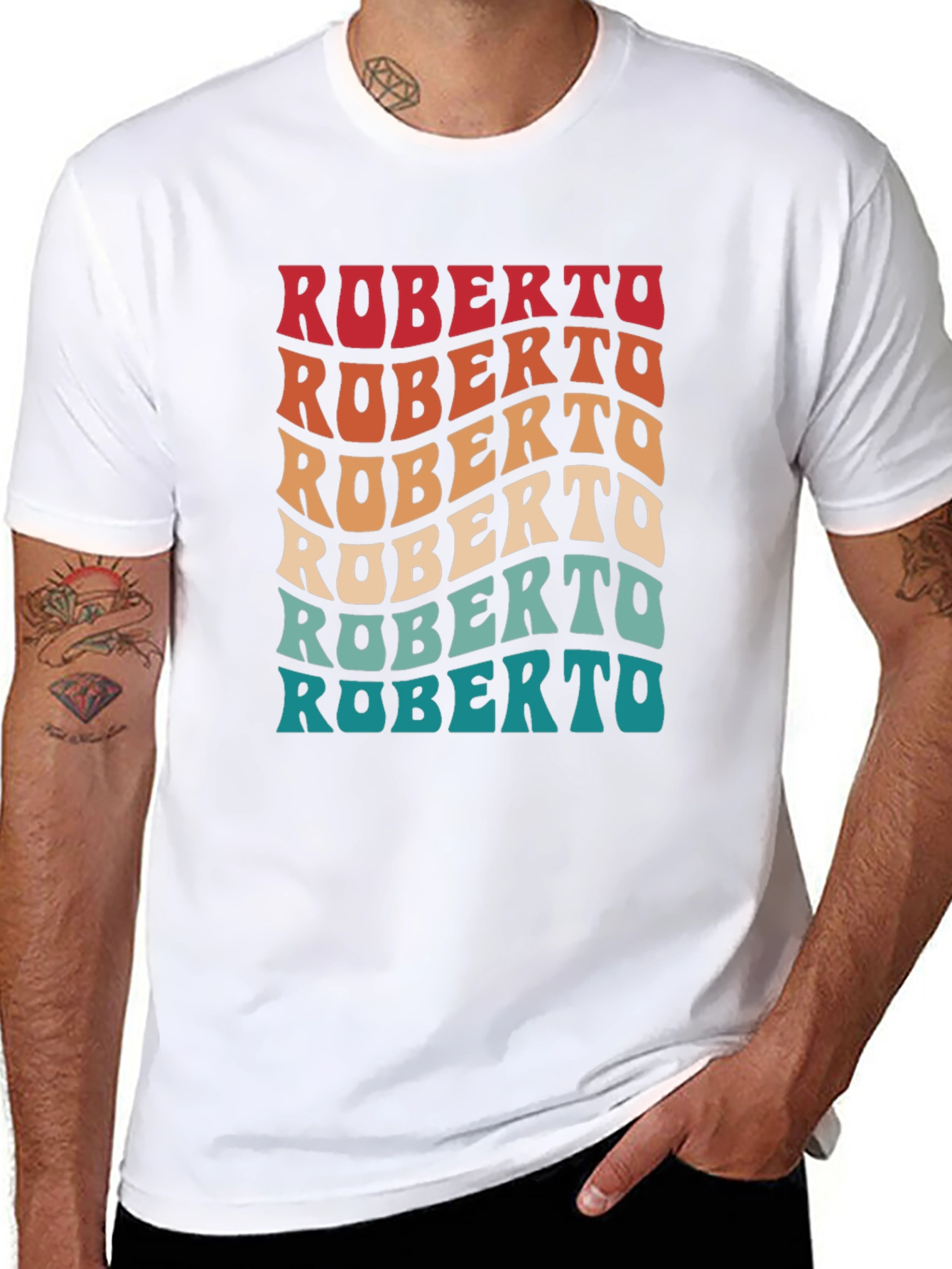 Retro Roberto Graphic Tee - Cool Custom Name Shirt