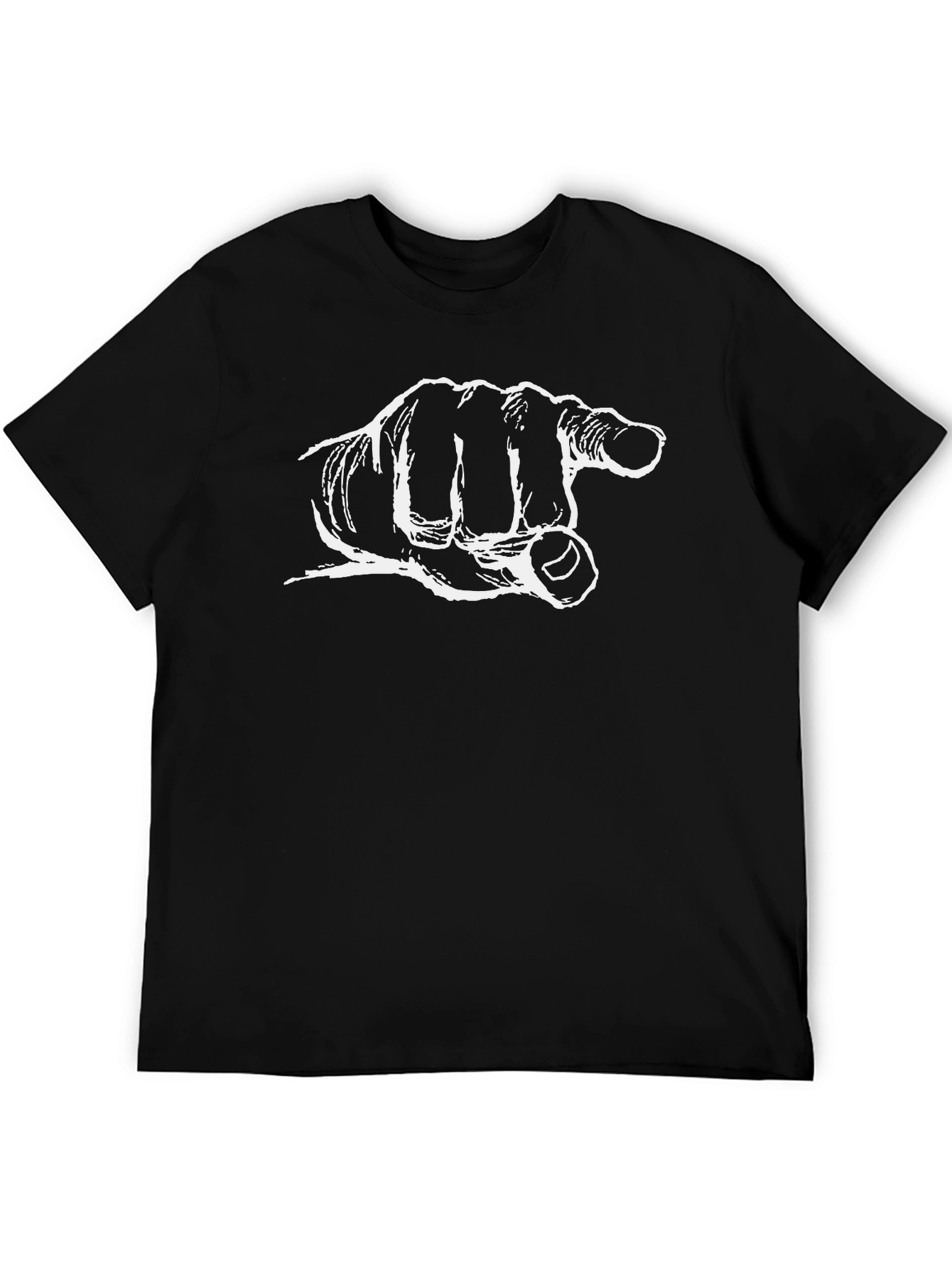 Pointing Hand Graphic Tee - Black Cotton Comfort