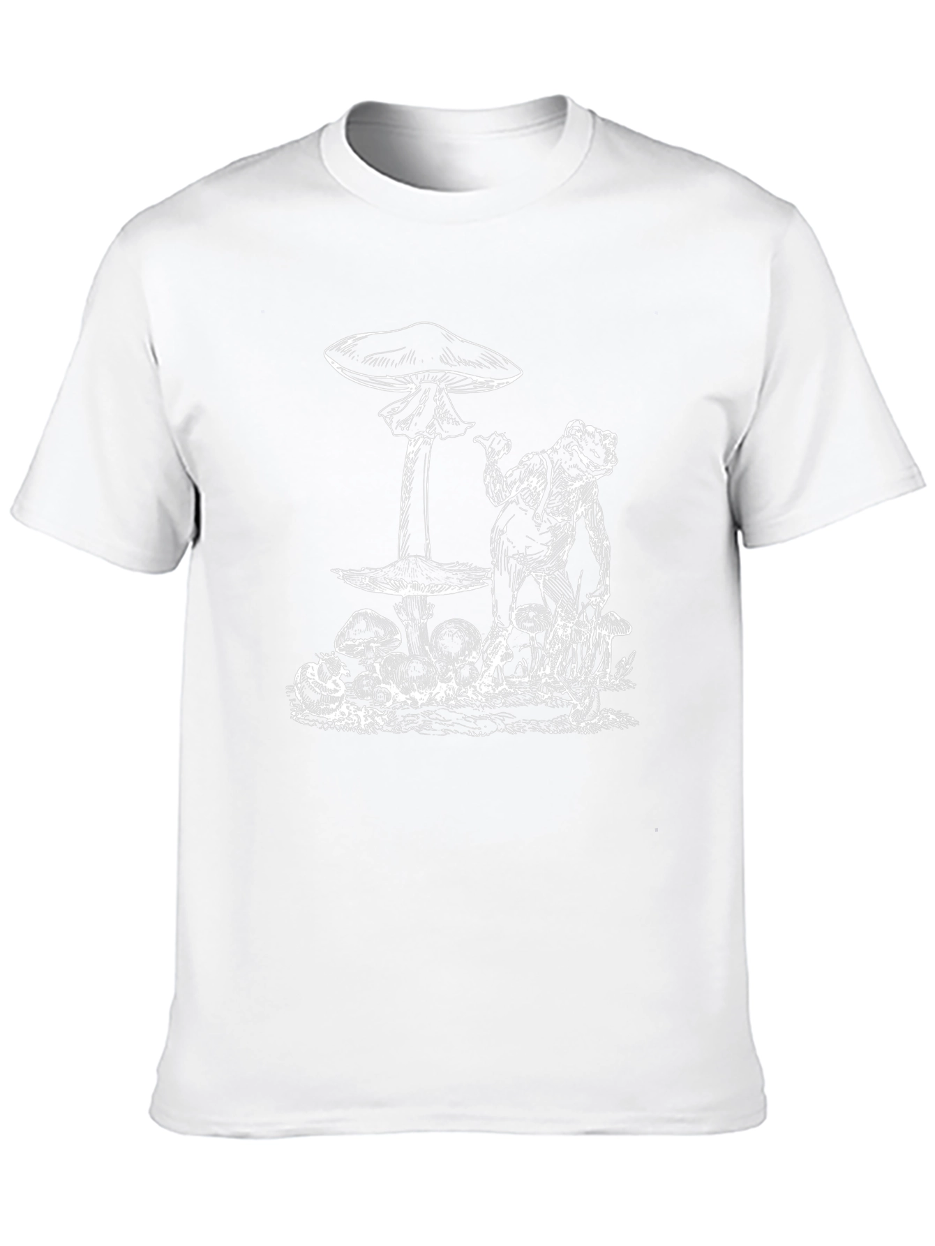 Frog & Mushroom Graphic Tee - Black Cotton T-Shirt